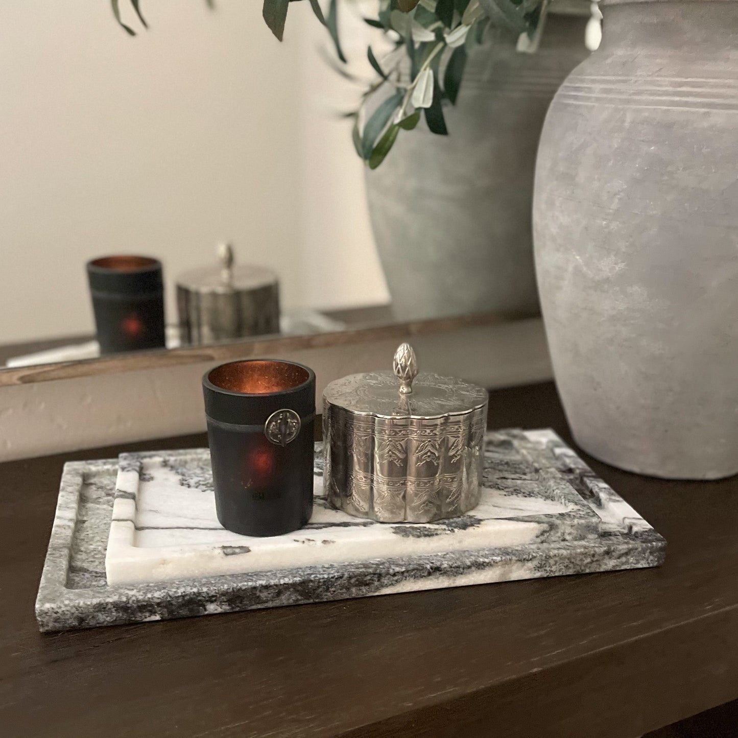 black and white marble entry way table tray, marble home accents