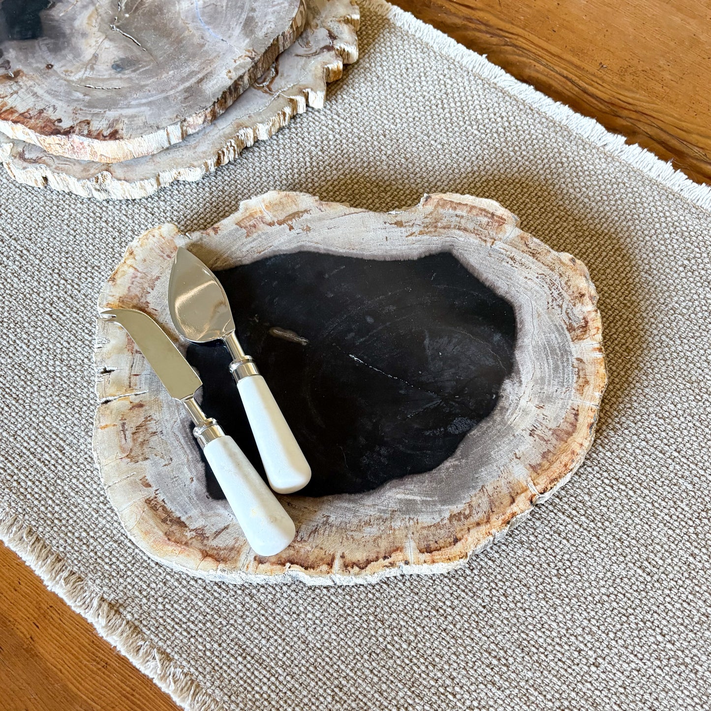 modern rustic kitchen decor, indonesian petrified wood cheese board