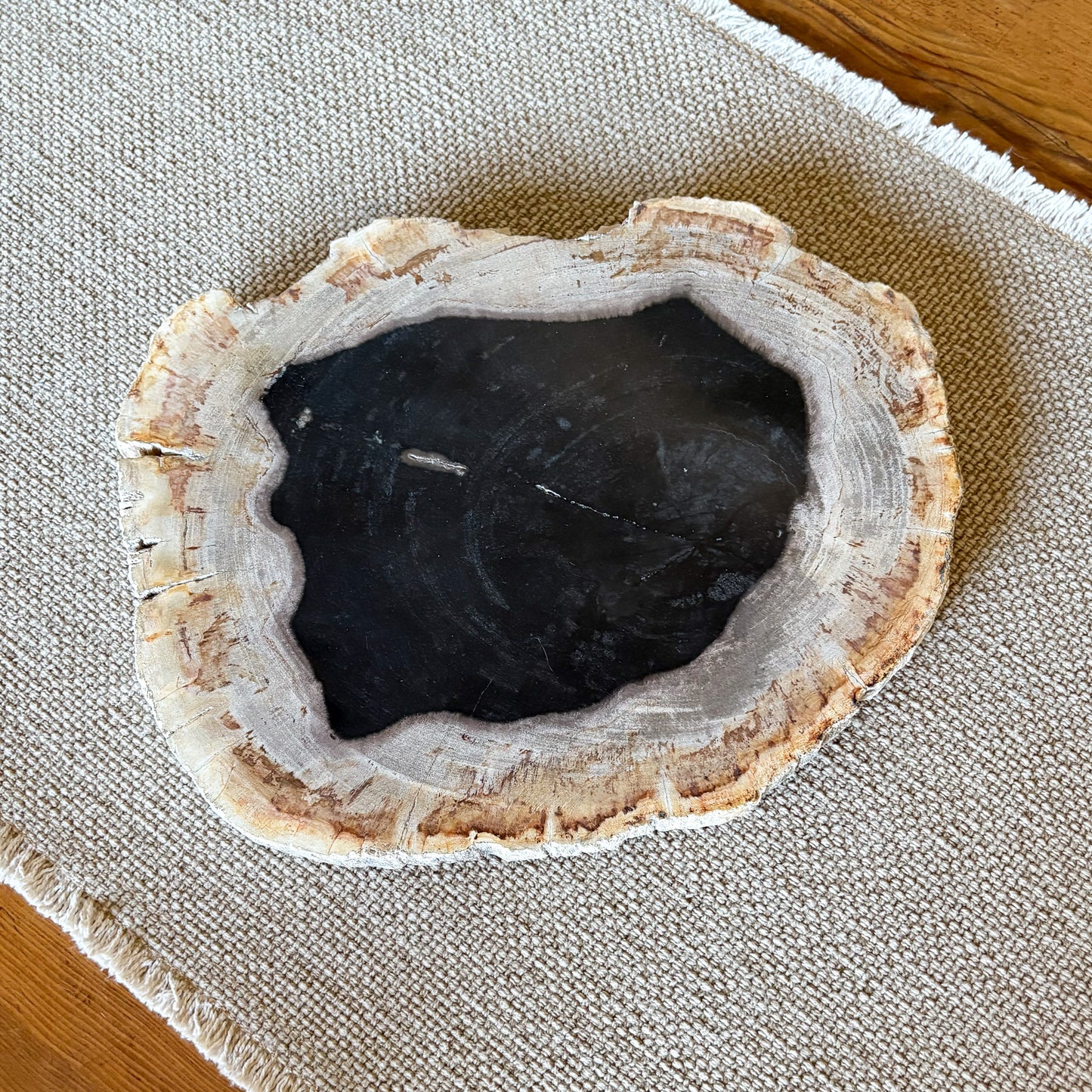 petrified wood serving platter, natural stone serving tray