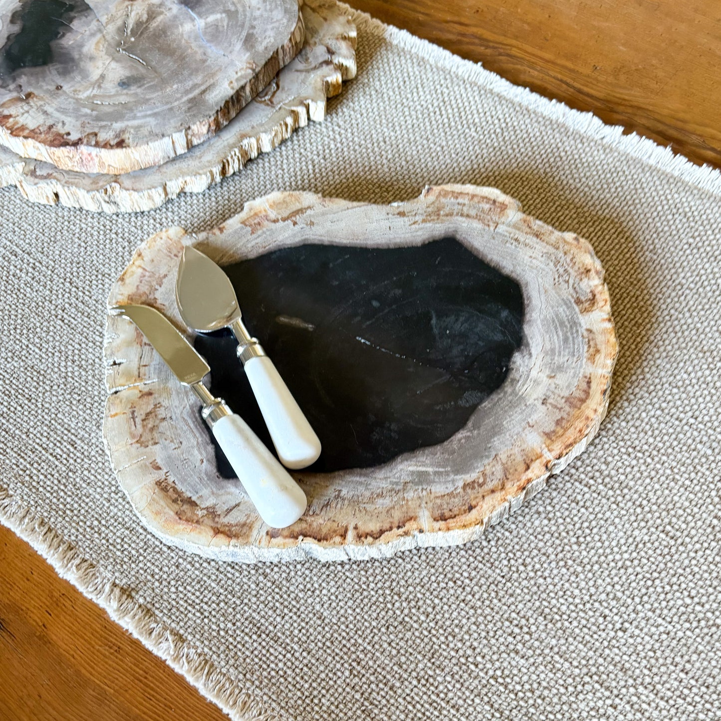 indonesian petrified wood charcuterie board