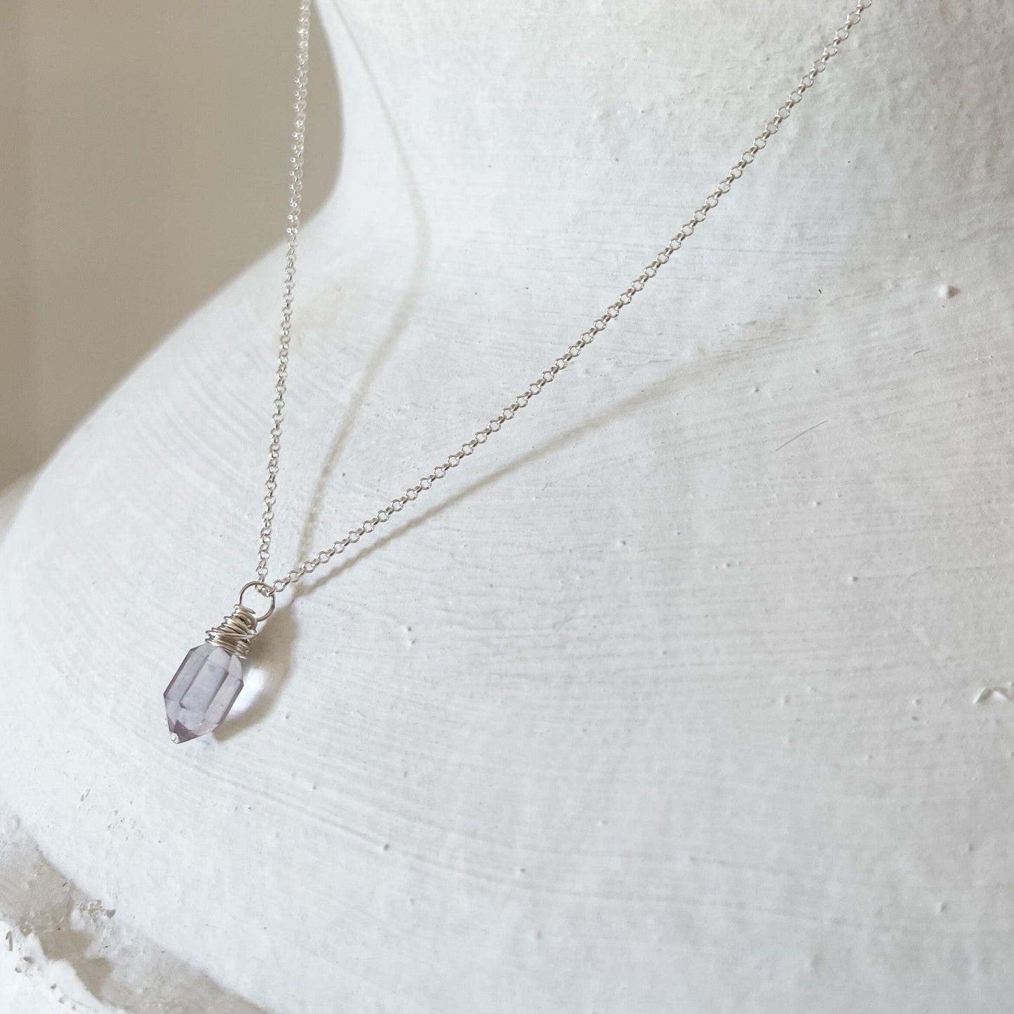 pink amethyst silver pendant necklace