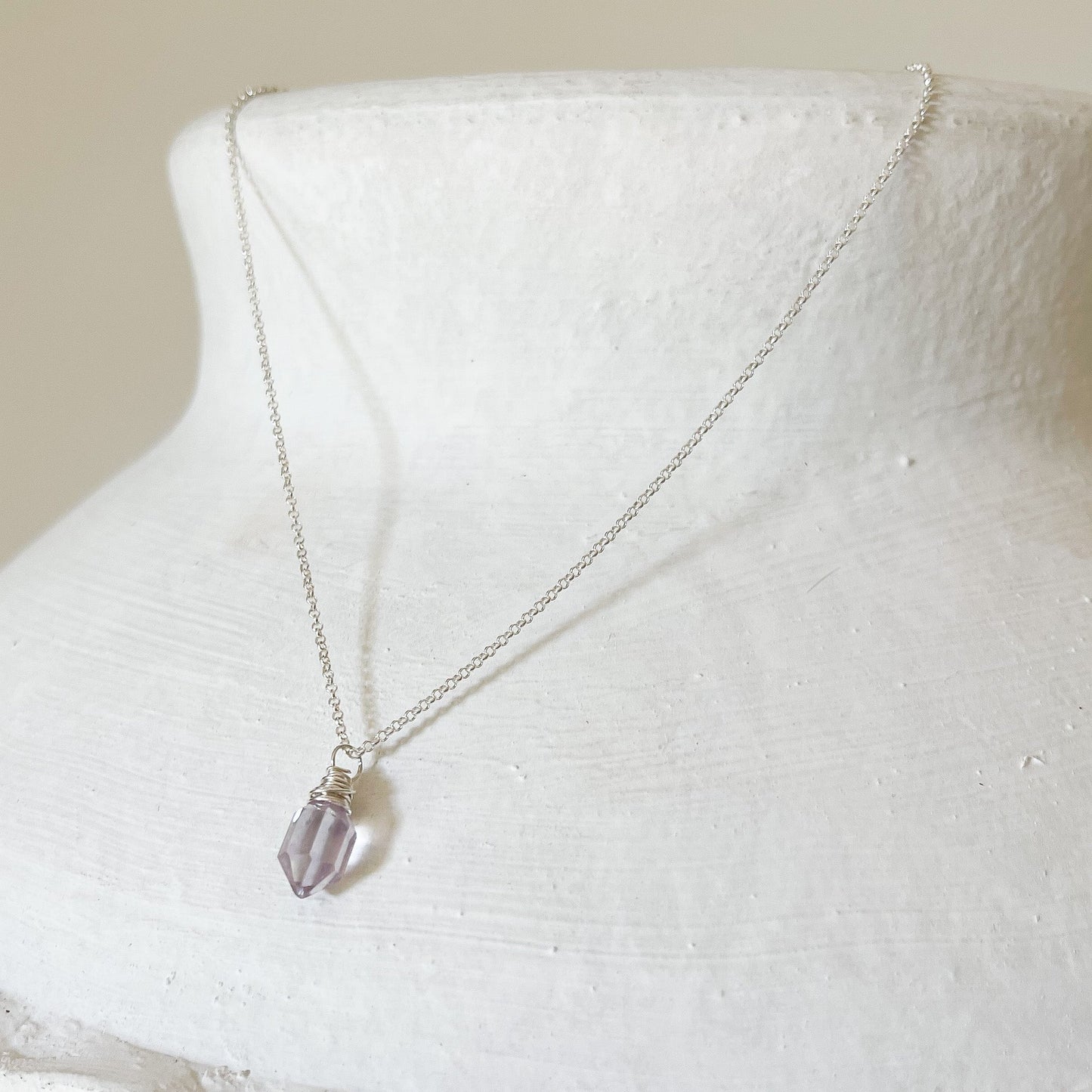minimalist pink crystal necklace