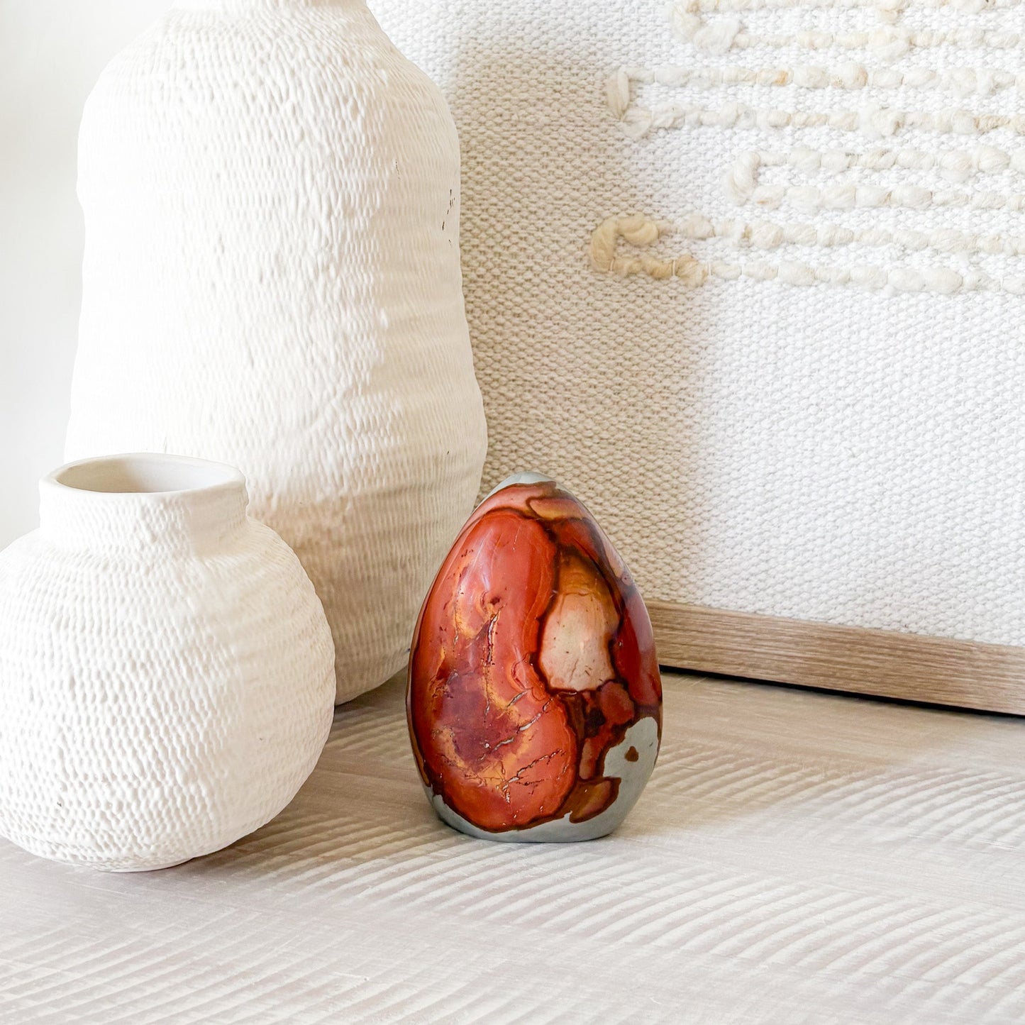 red and blue madagascar jasper decorative object