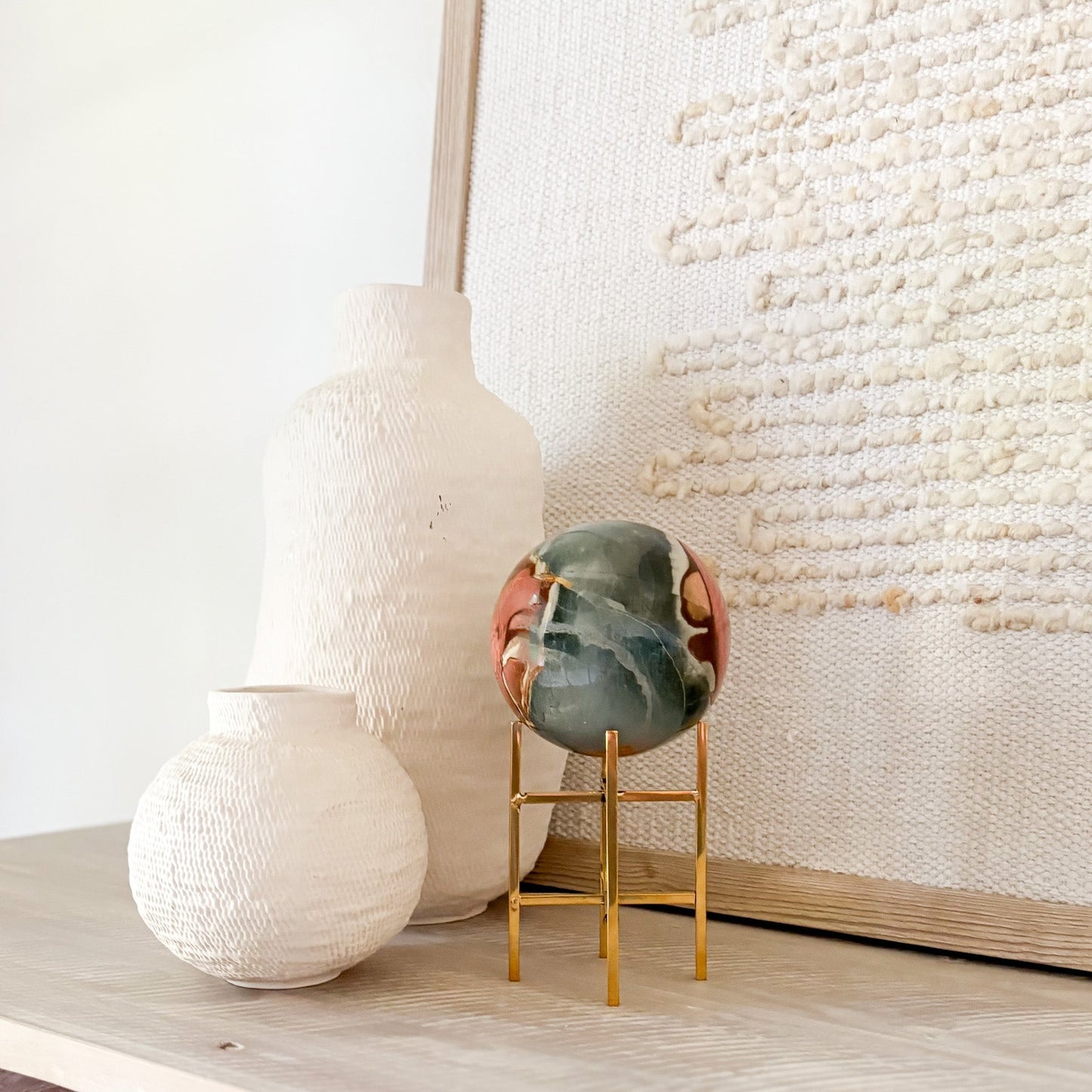 natural stone bookshelf decor
