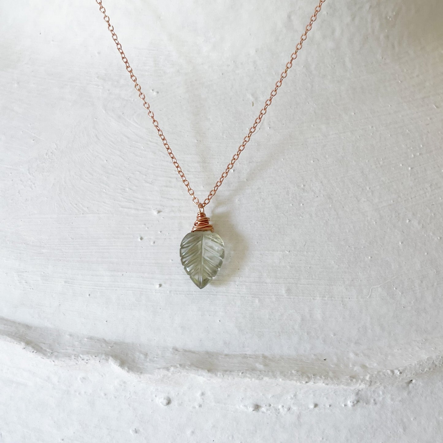 green amethyst rose gold pendant necklace, natural stone necklace