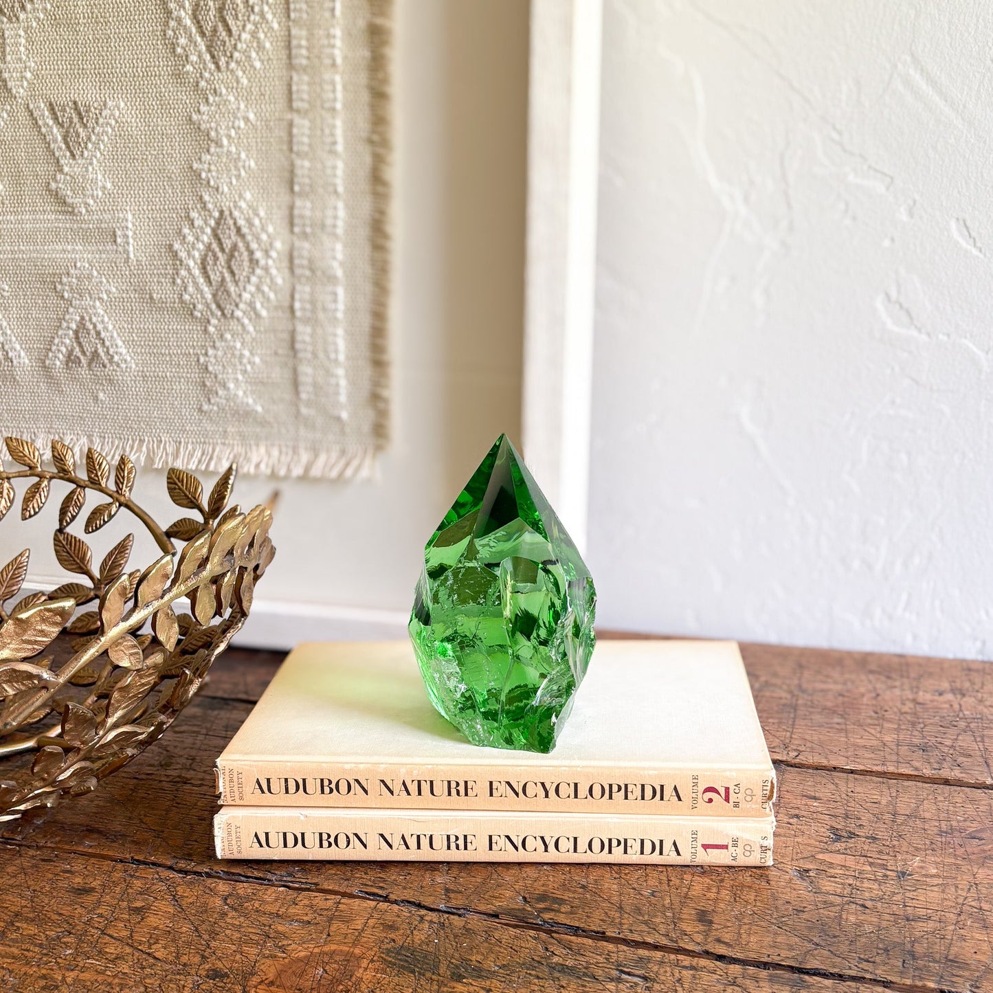 green glass decorative object