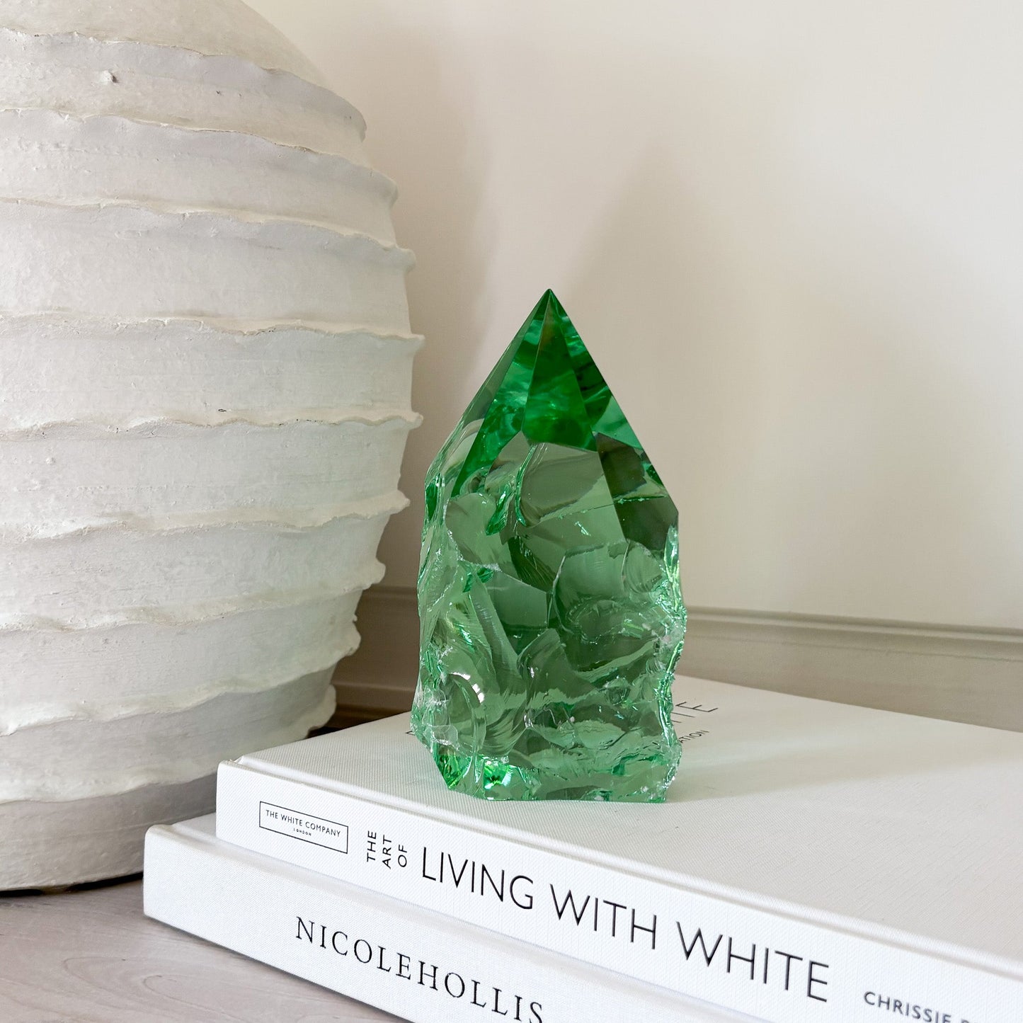 green glass decorative object
