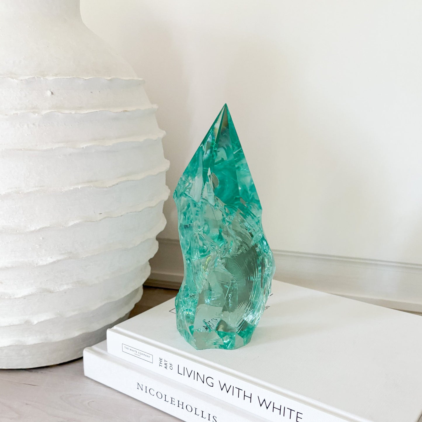 green glass decorative object