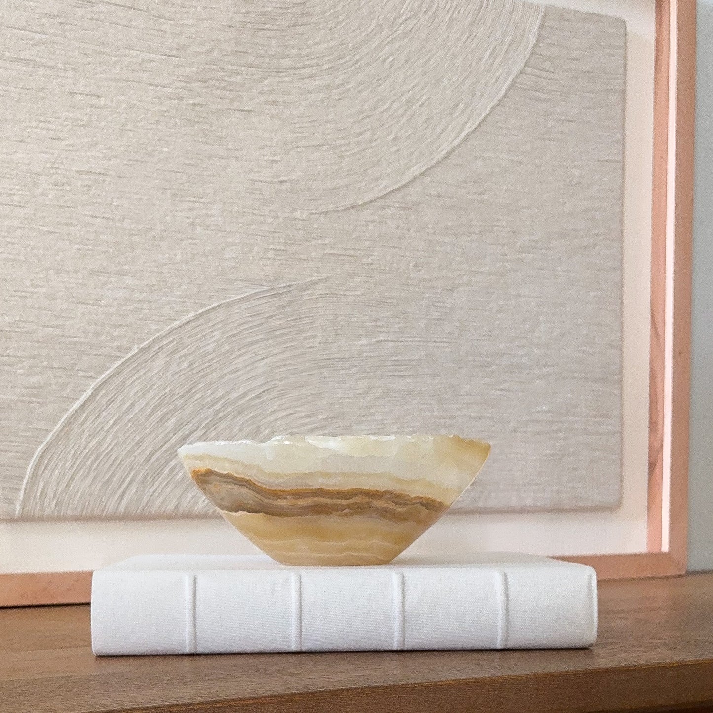 Small Hand Carved Amber Onyx Bowl