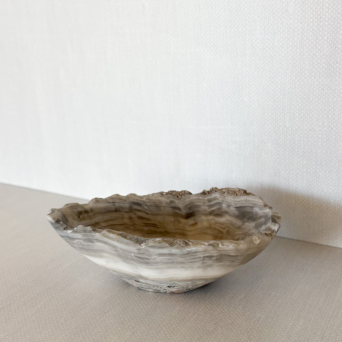 Small Hand Carved Grey Onyx Bowl