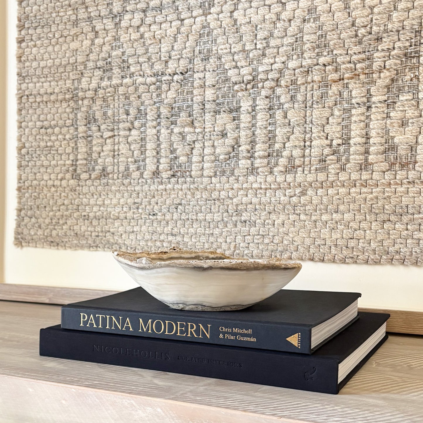 Artisan carved small grey onyx bowl with polished finish and unique marble veining