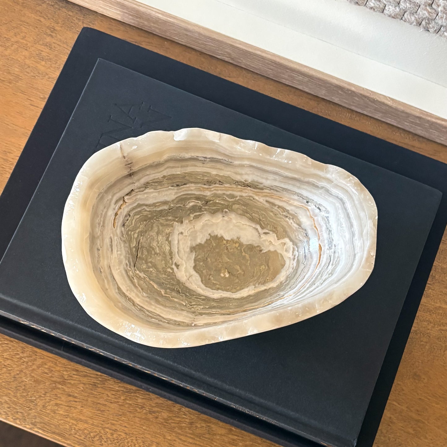 Small Hand Carved Grey Onyx Bowl