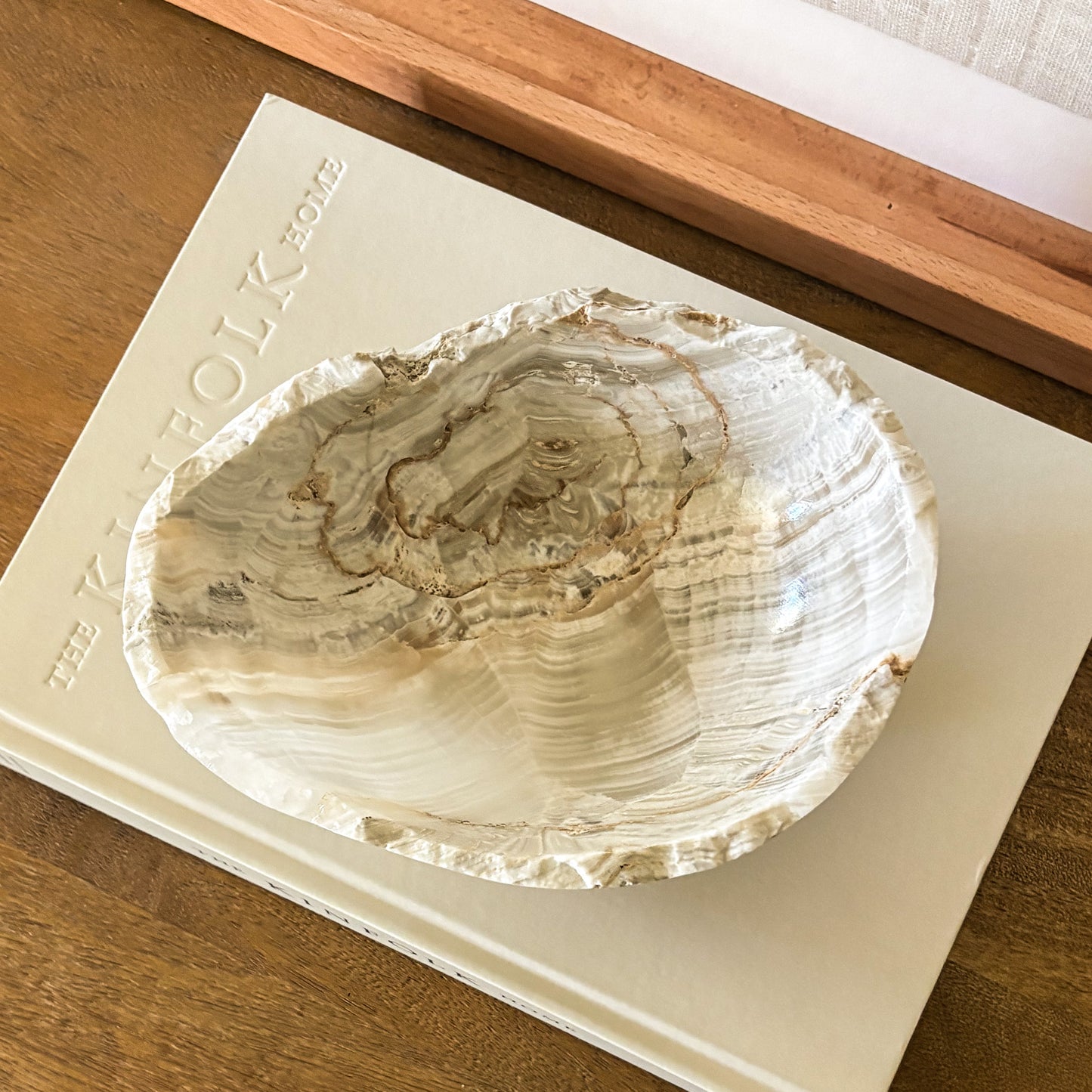 Modern organic grey onyx bowl hand carved from one-of-a-kind natural stone.