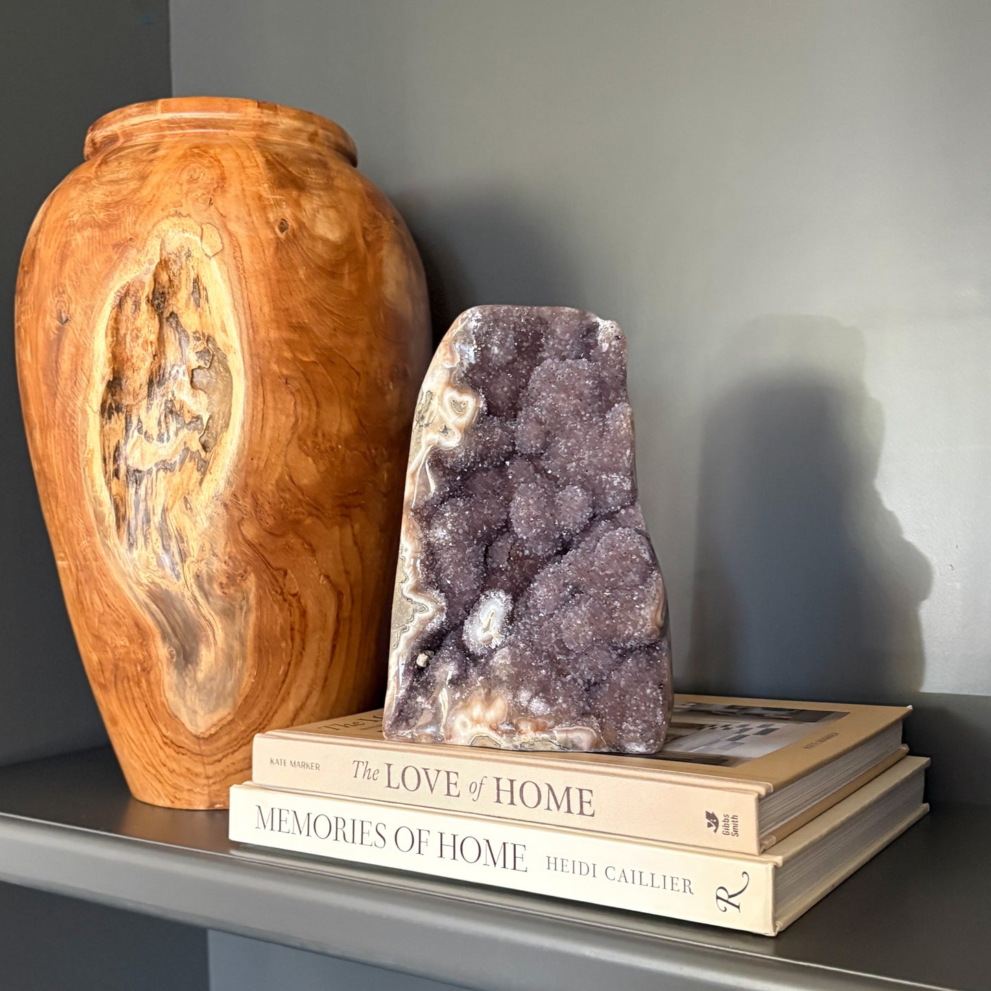 Rainbow amethyst geode styling for modern home decor