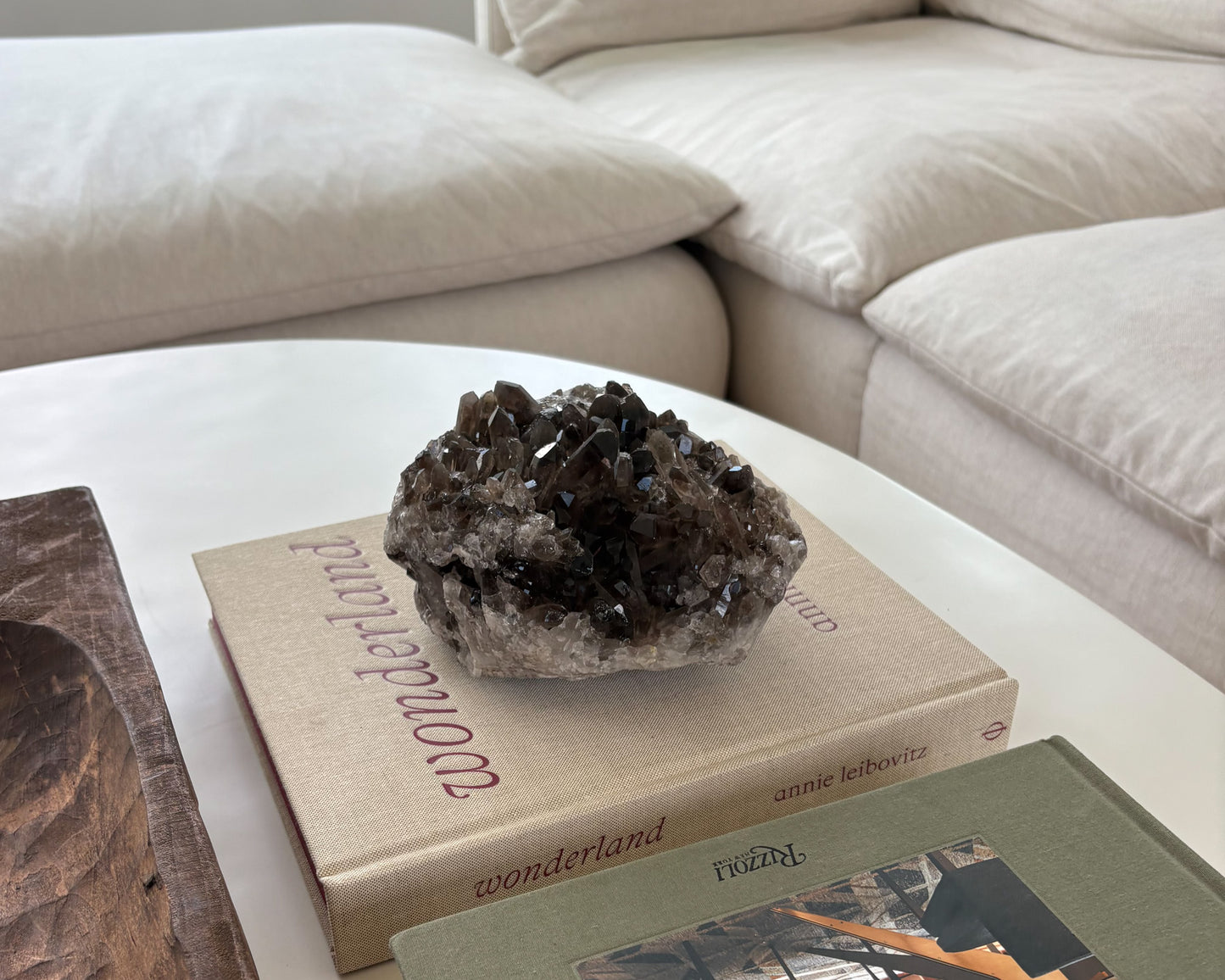 Genuine smoky quartz crystal specimen with rich brown translucent crystals for home décor