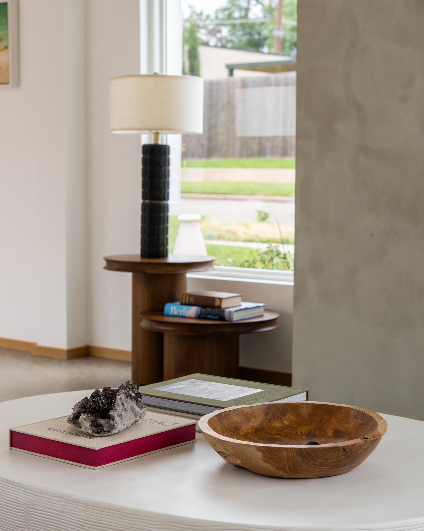 Handcrafted teak wood bowl for modern rustic and organic home décor