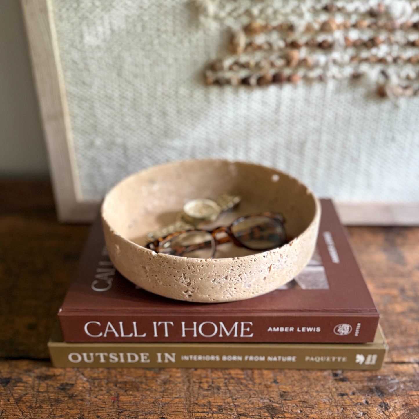 small travertine bowl