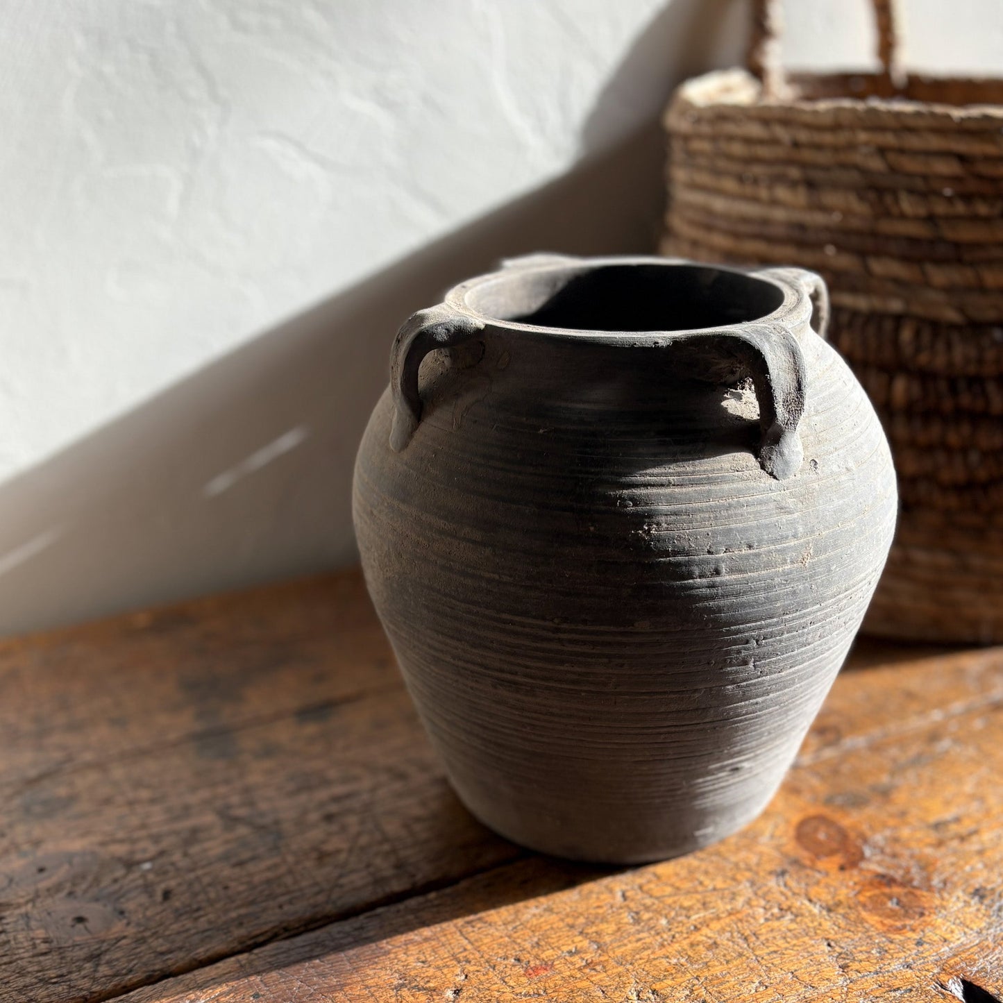 vintage grey flower pot