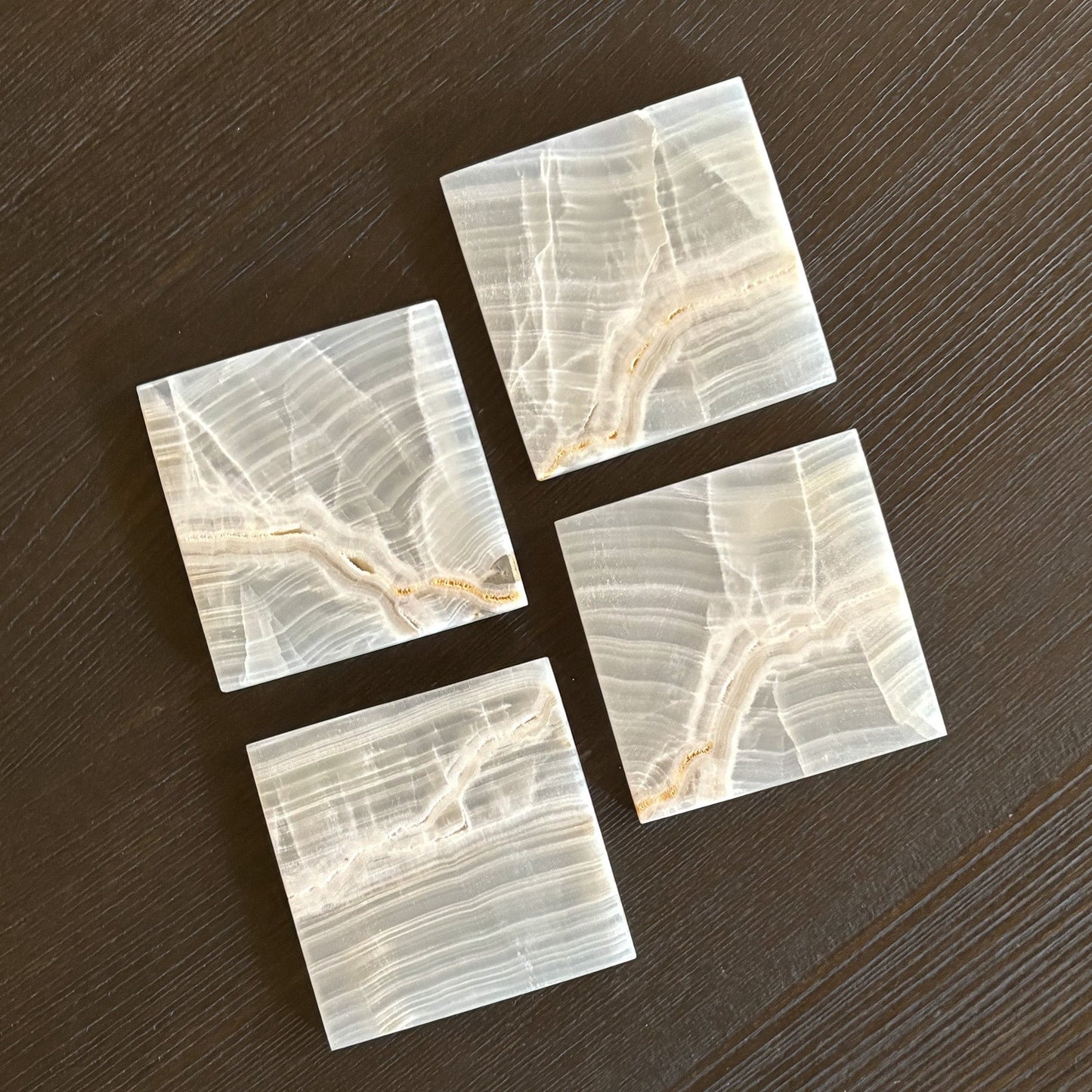 White Onyx Coaster Set