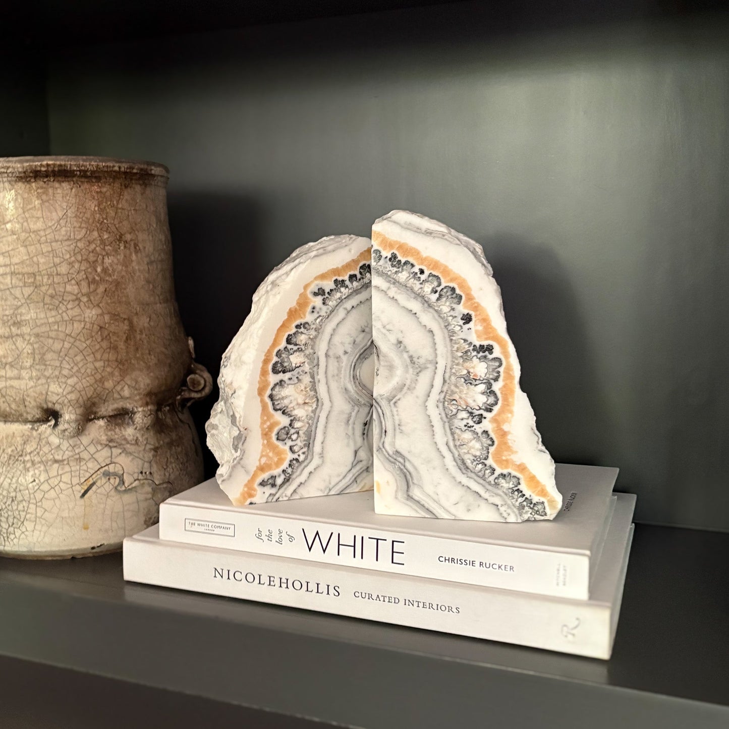 cave calcite bookend pair