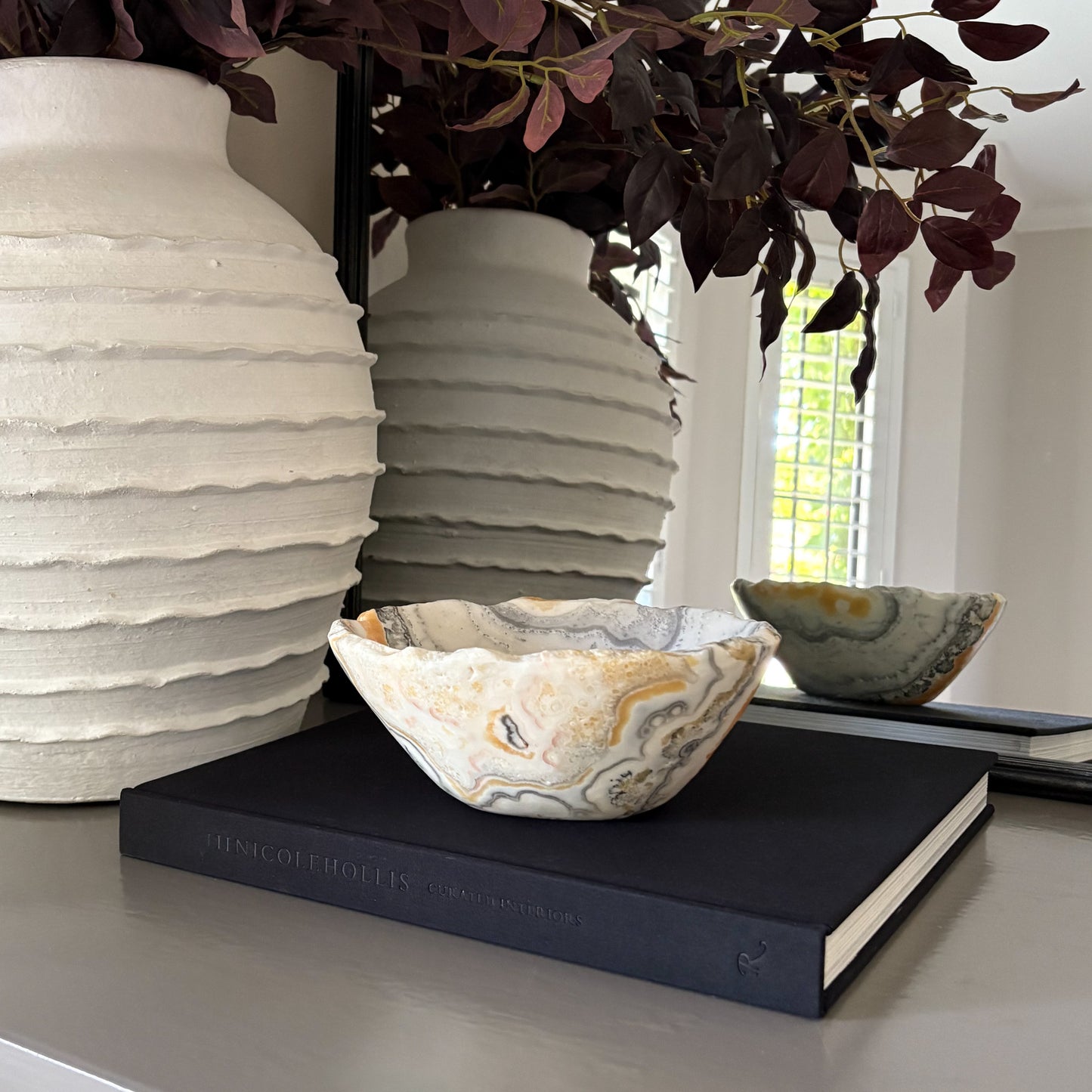 white, yellow and black onyx accent bowl