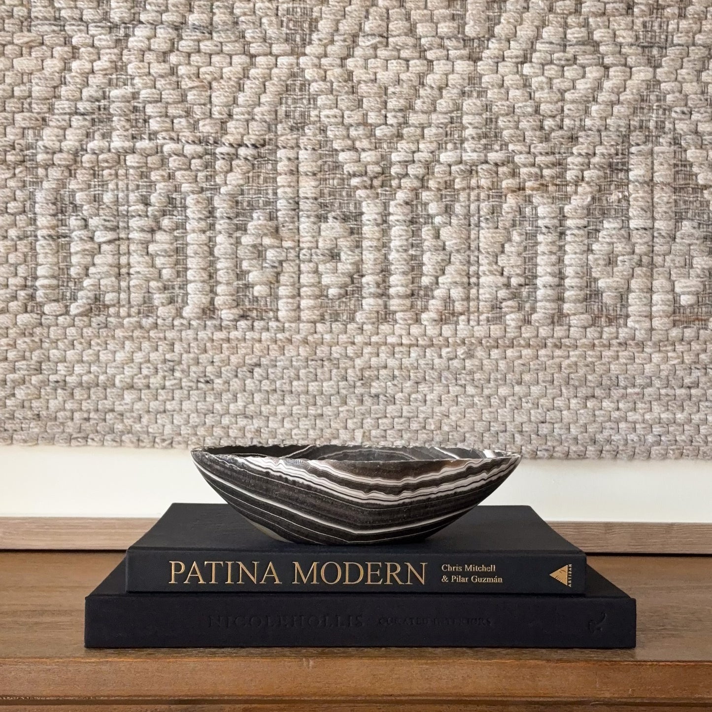 Small luxury zebra onyx bowl made from genuine striped onyx stone