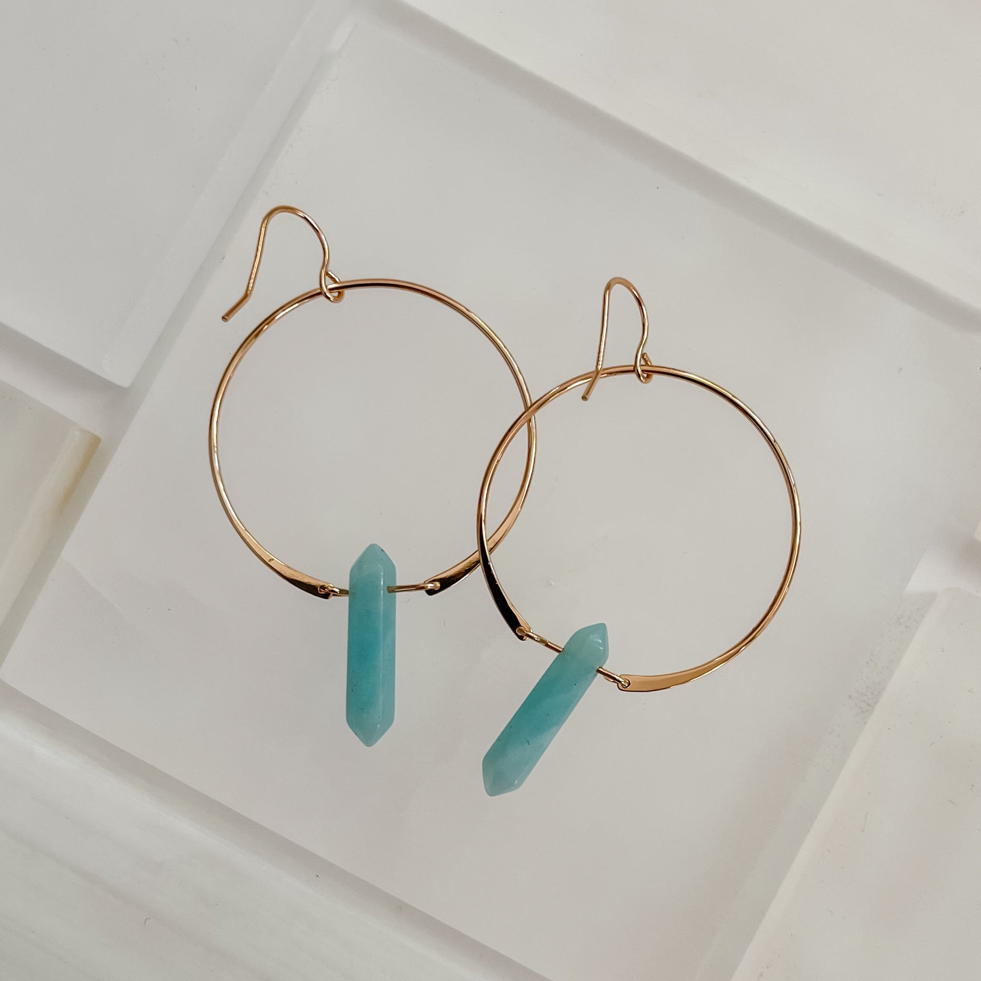 Amazonite Crystal Hoop Earrings