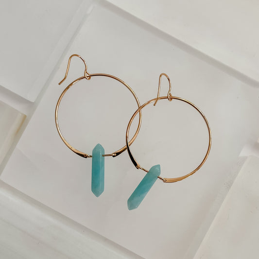 Amazonite Crystal Hoop Earrings