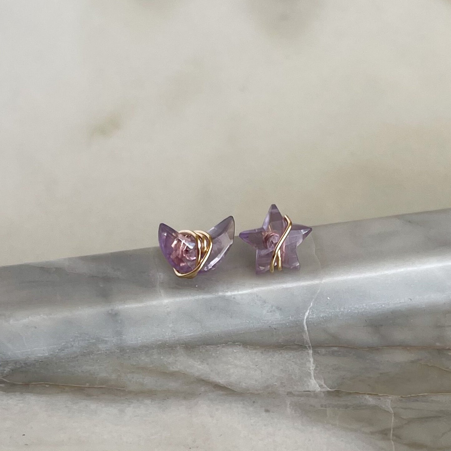 amethyst celestial stud earrings