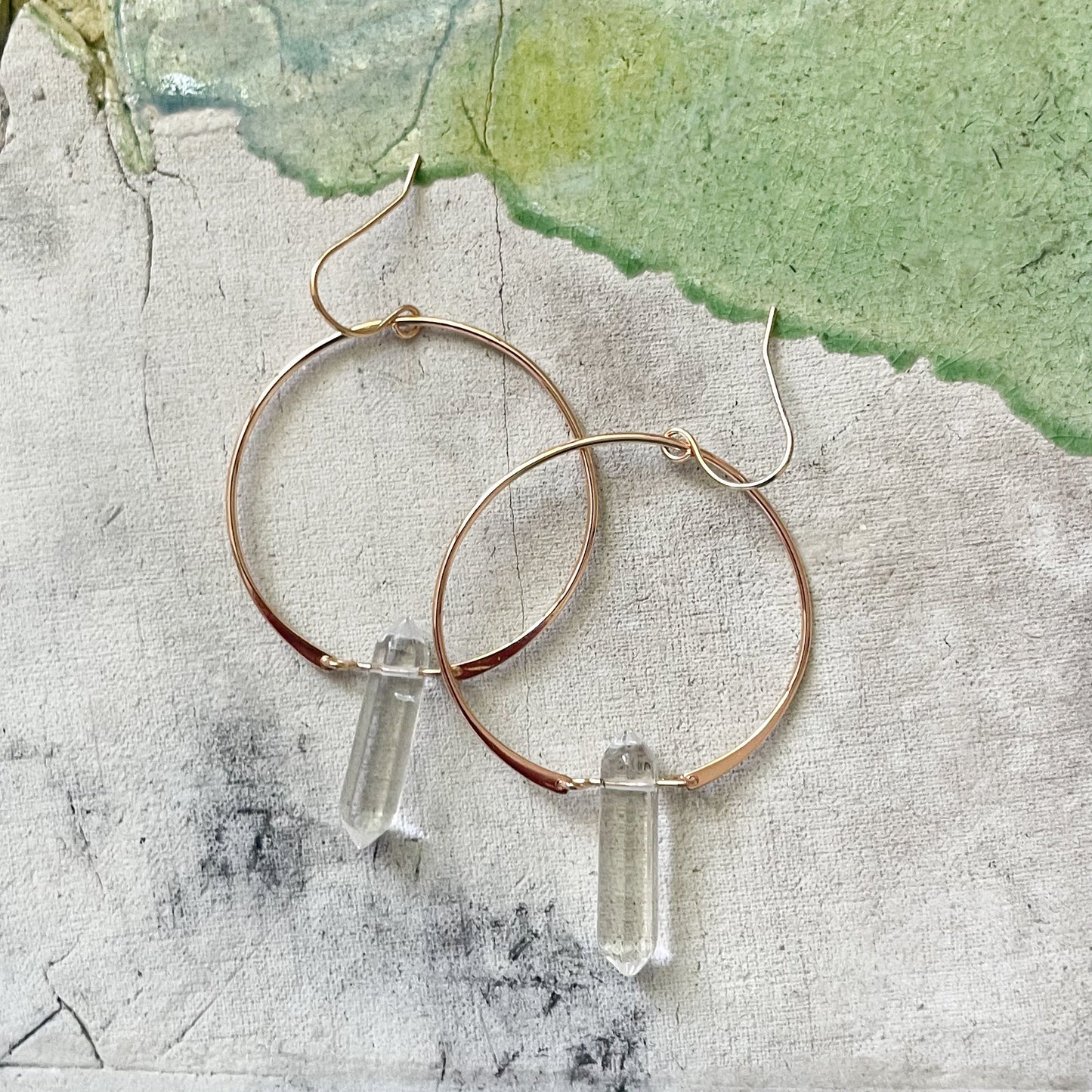 Clear Quartz Crystal Hoop Earrings, Crystal Earrings, Buy Crystal Earrings OKC