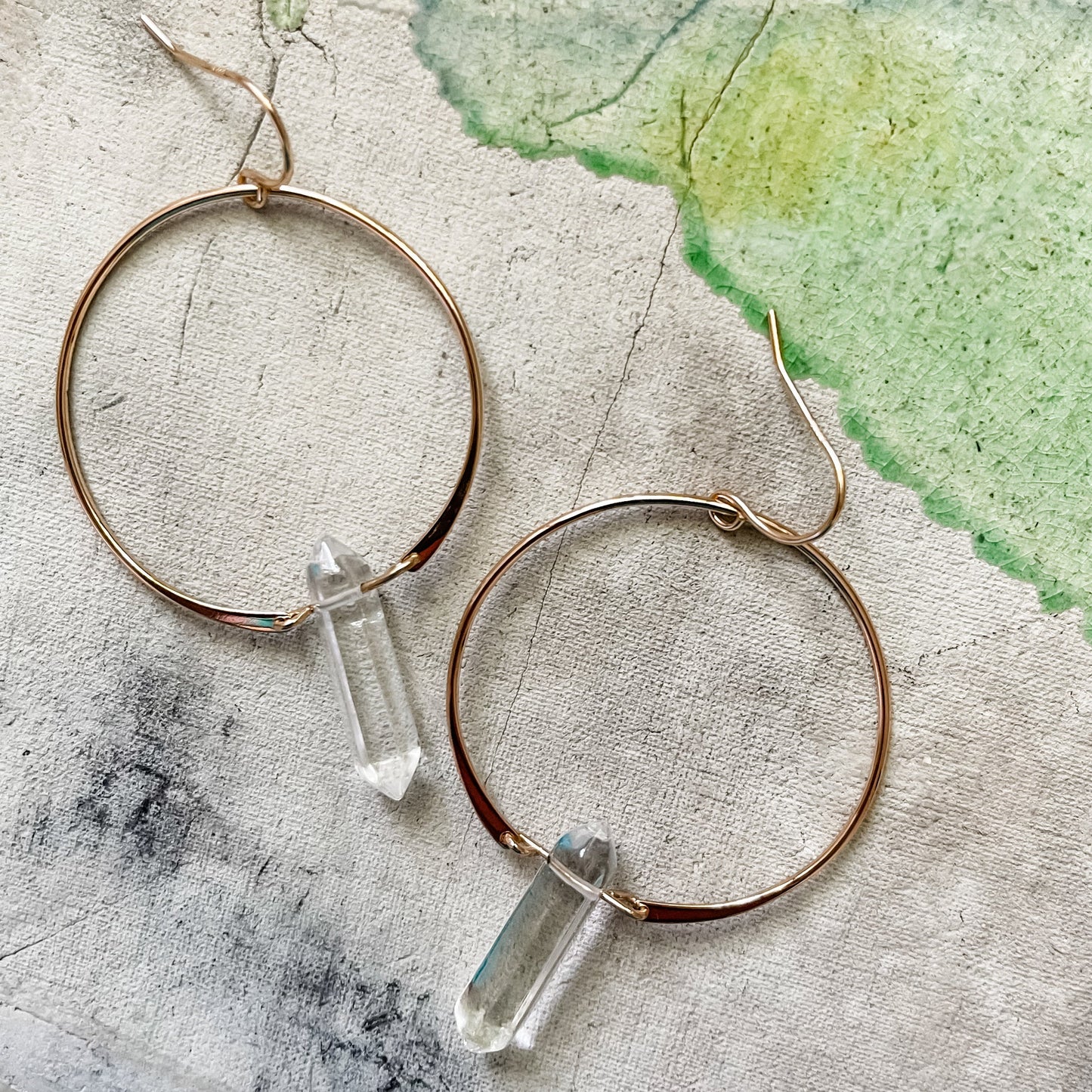 Clear Quartz Crystal Hoop Earrings, Natural Stone Jewelry, Natural Stone Jewelry OKC, Buy Natural Stone Jewelry OKC