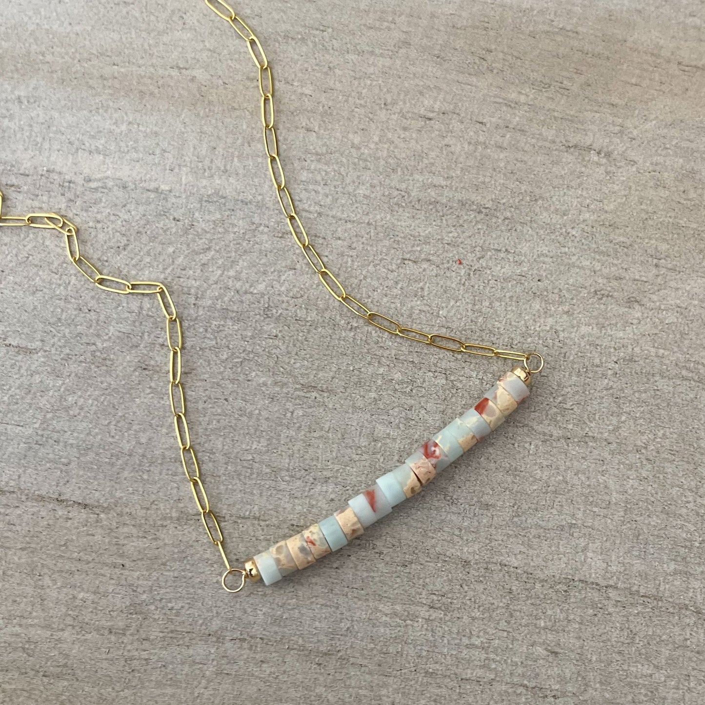 14k Gold Sea Sediment Jasper Necklace