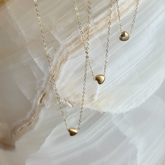 Modern Minimalist Gold Heart Necklace, Dainty Necklace