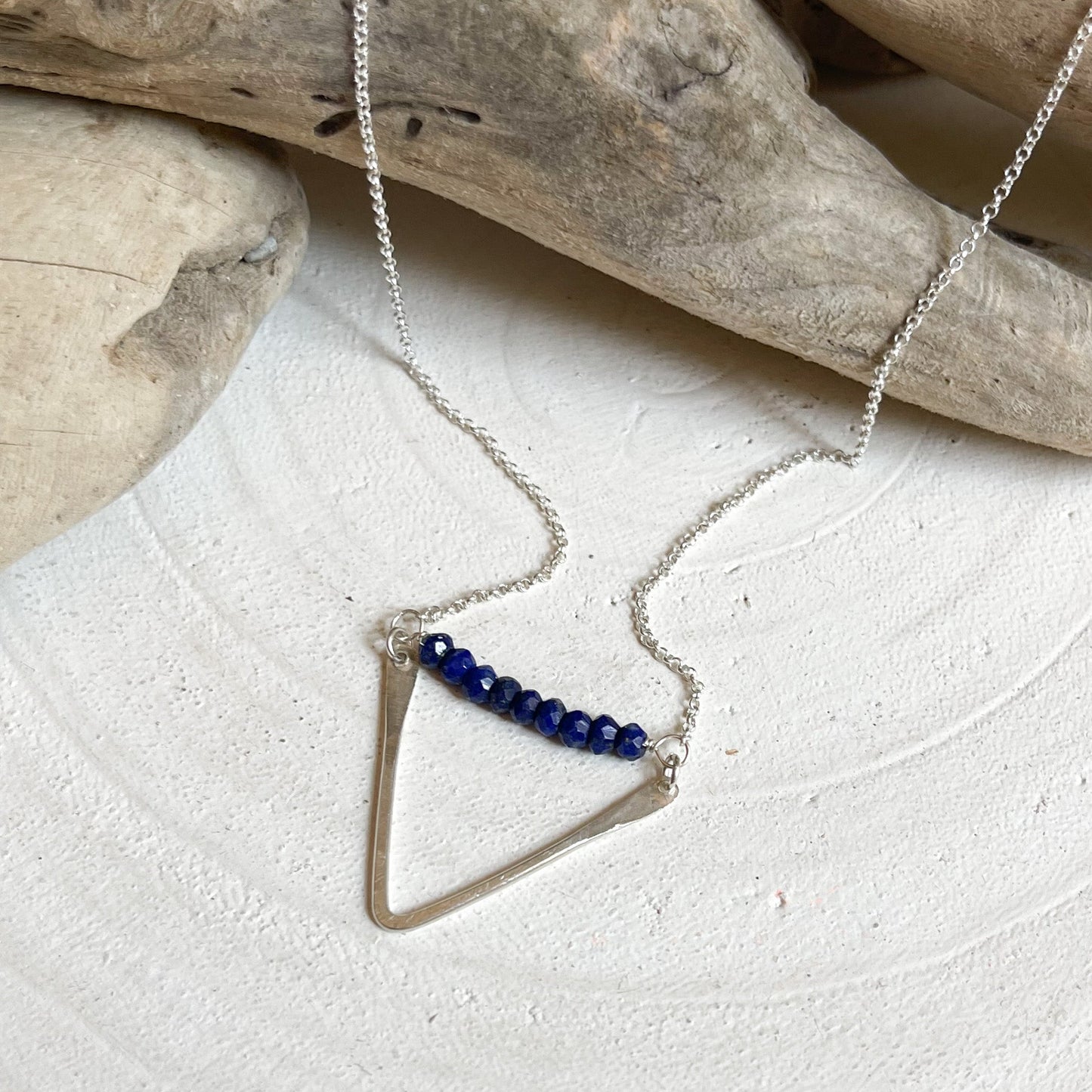Sterling Silver Lapis Necklace, Blue Gemstone Necklace, Boho Necklace