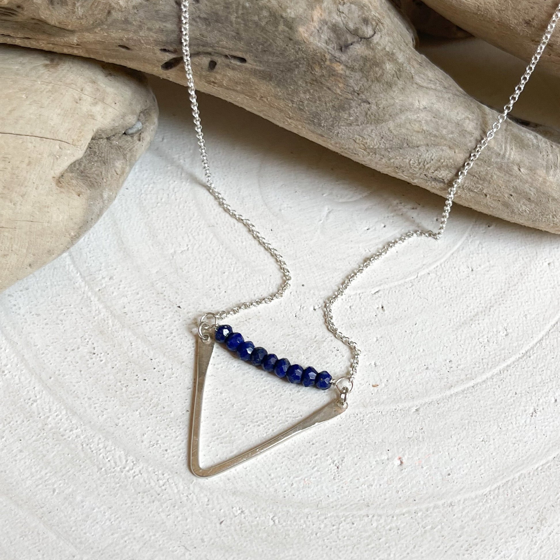 Sterling Silver Lapis Necklace, Blue Gemstone Necklace, Boho Necklace