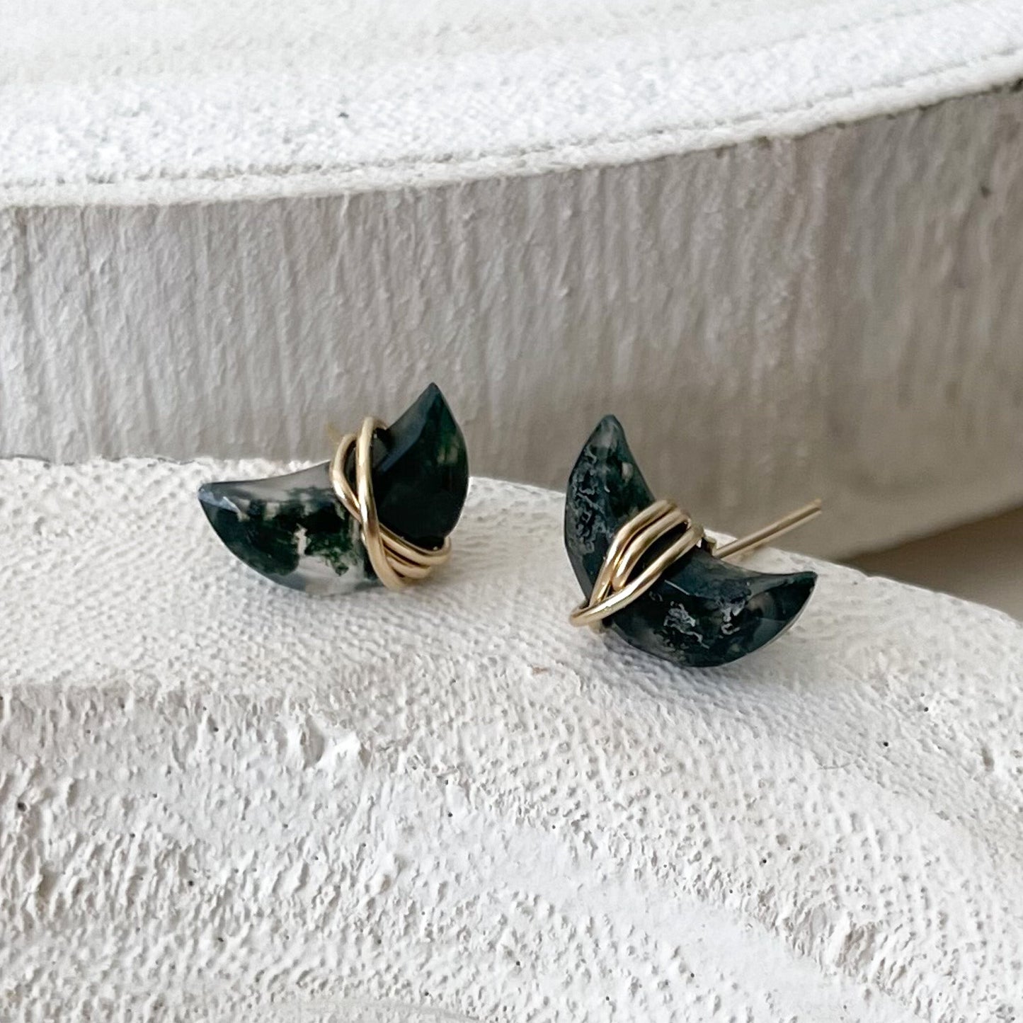 Moss Agate Crystal Earrings, Moss Agate Crystal Jewelry