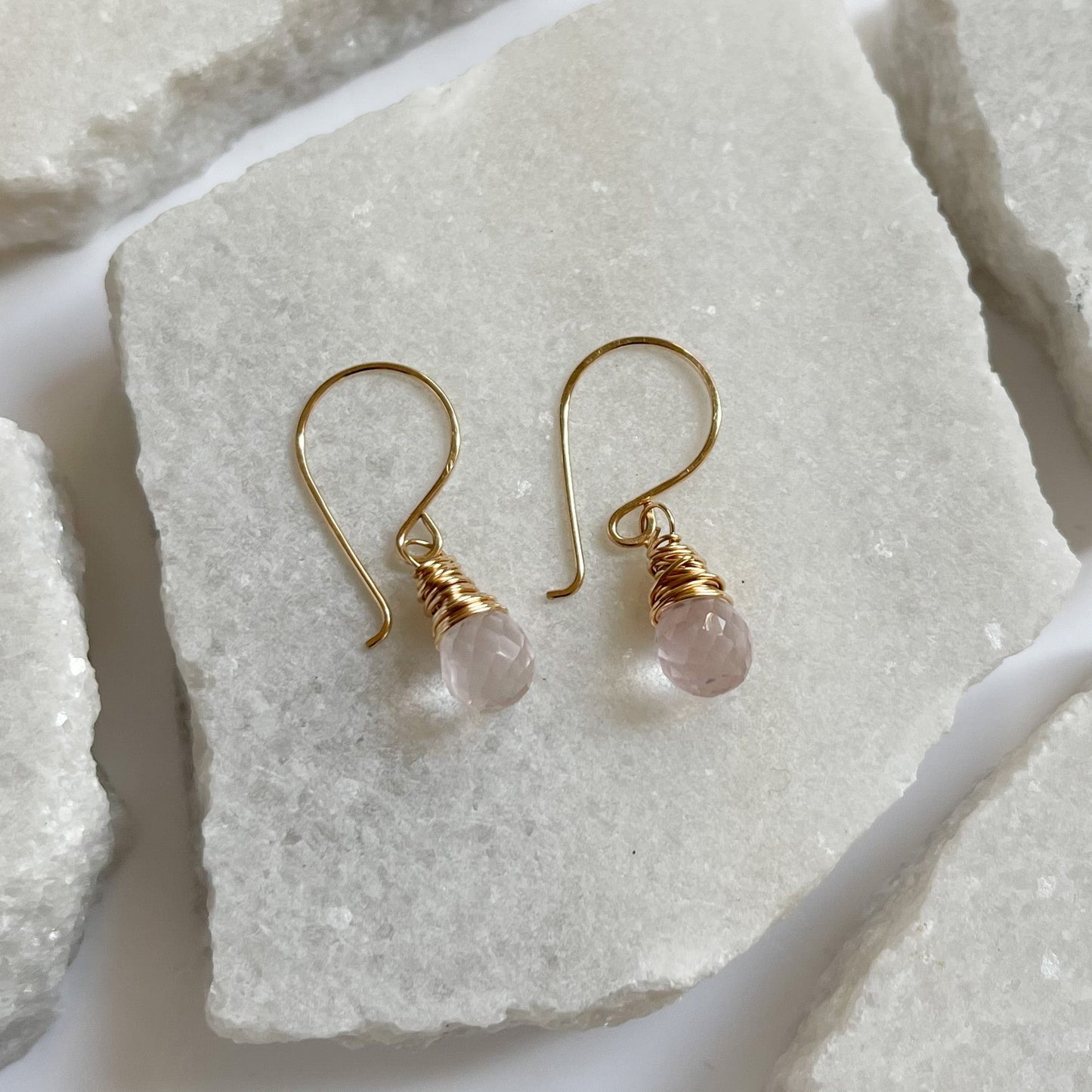Sweetcakes earrings with natural rose quartz