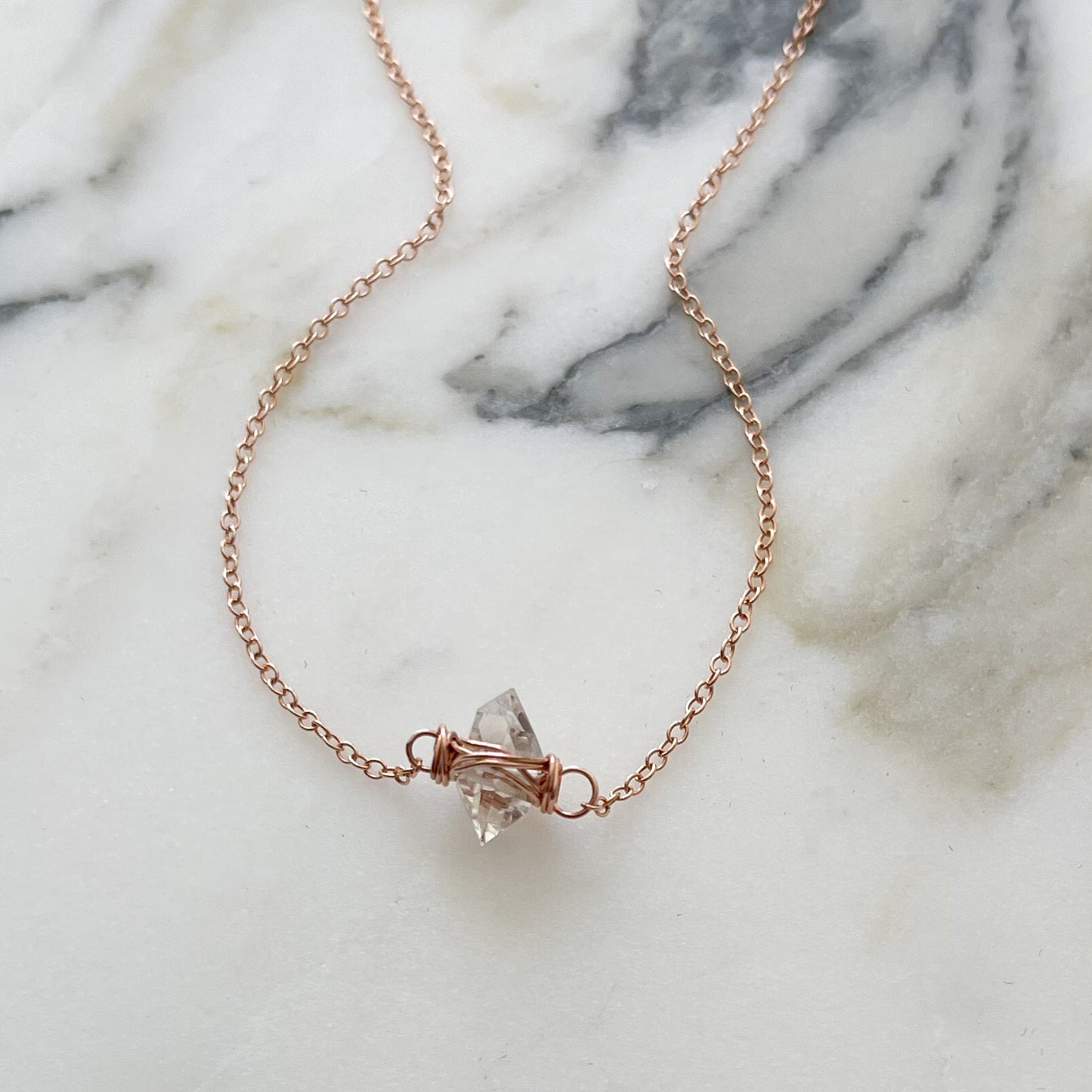 Herkimer Diamond Caged Necklace
