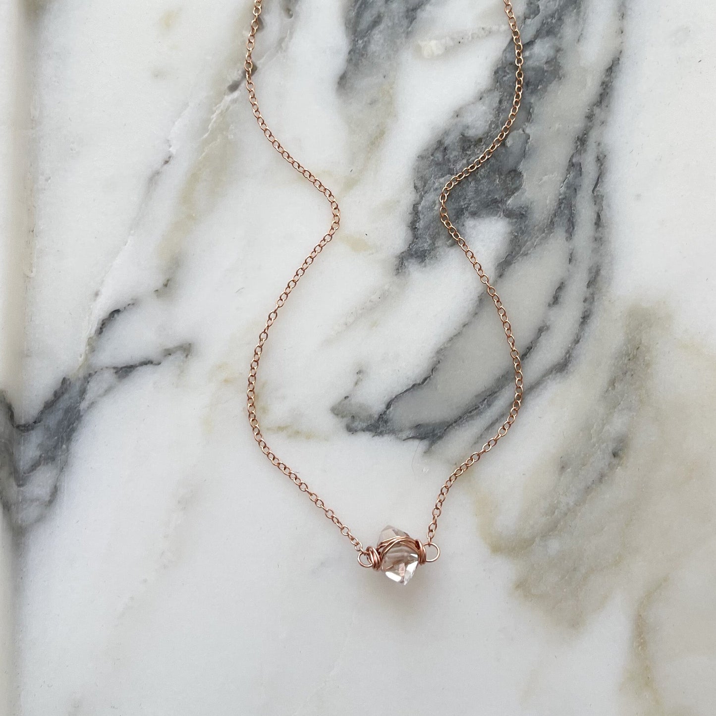 Herkimer Diamond Caged Necklace