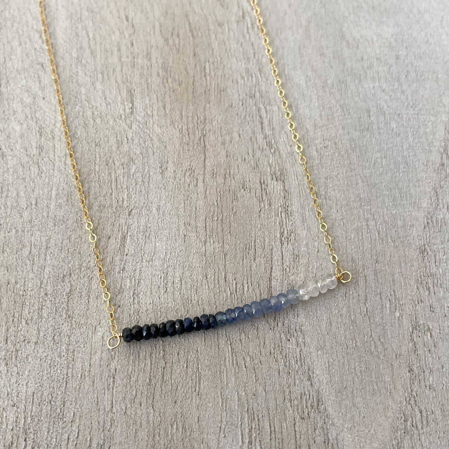 Blue Gemstone Necklace, Sapphire Ombre Necklace