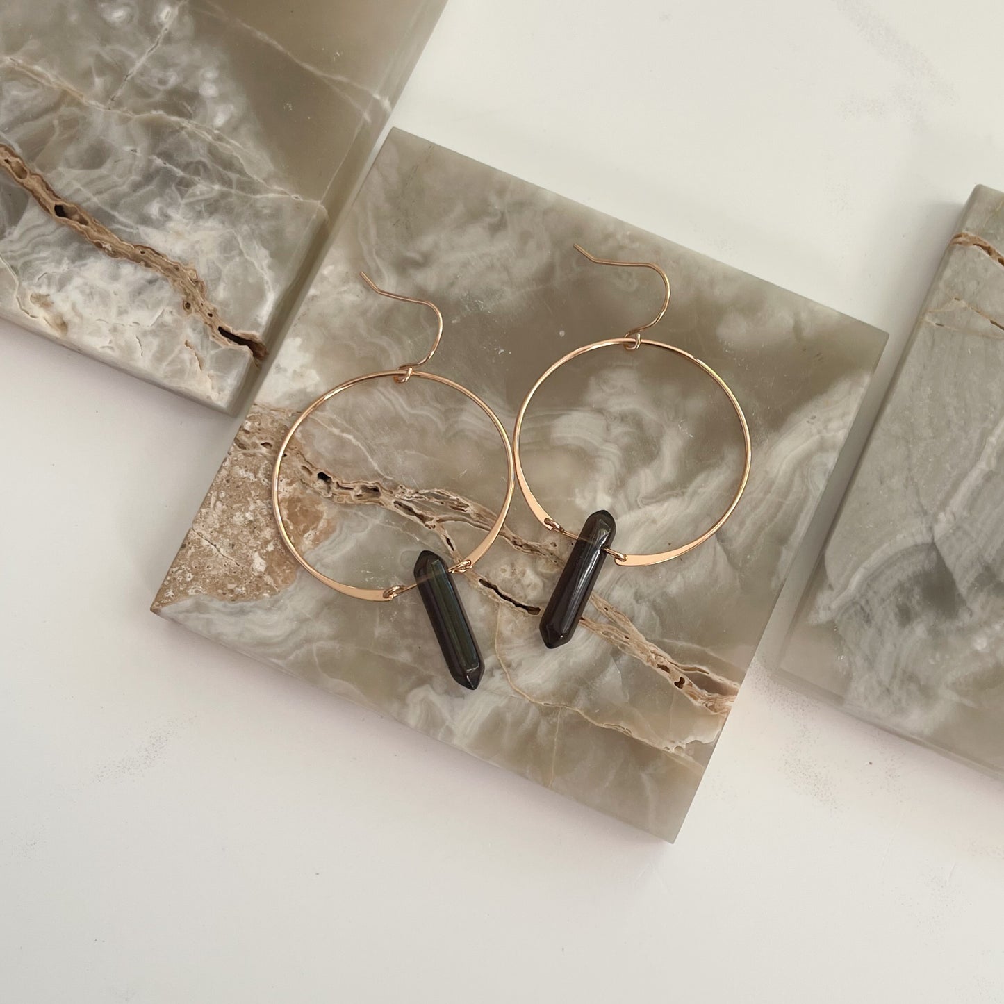 Smoky Quartz Hoop Earrings