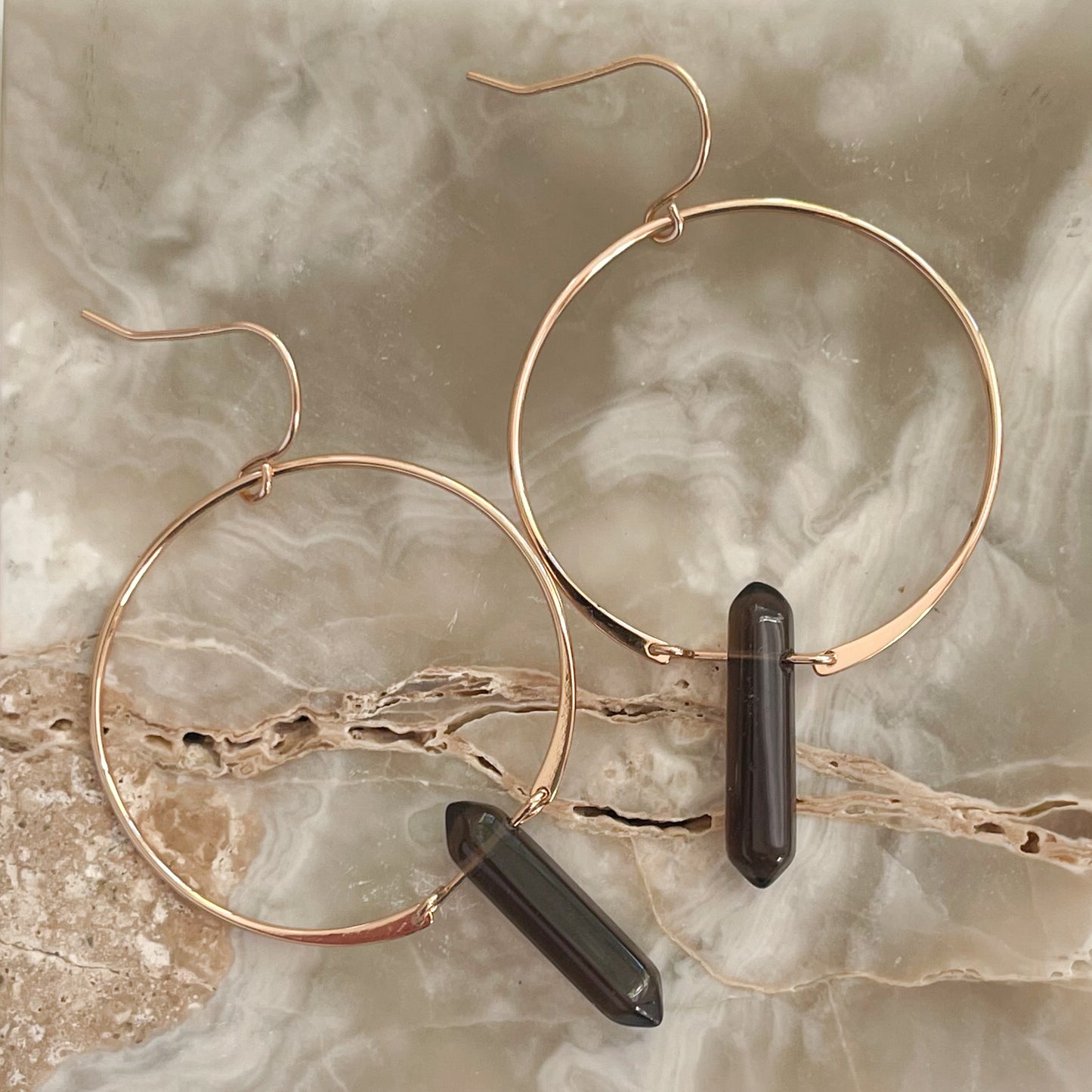 Smoky Quartz Hoop Earrings