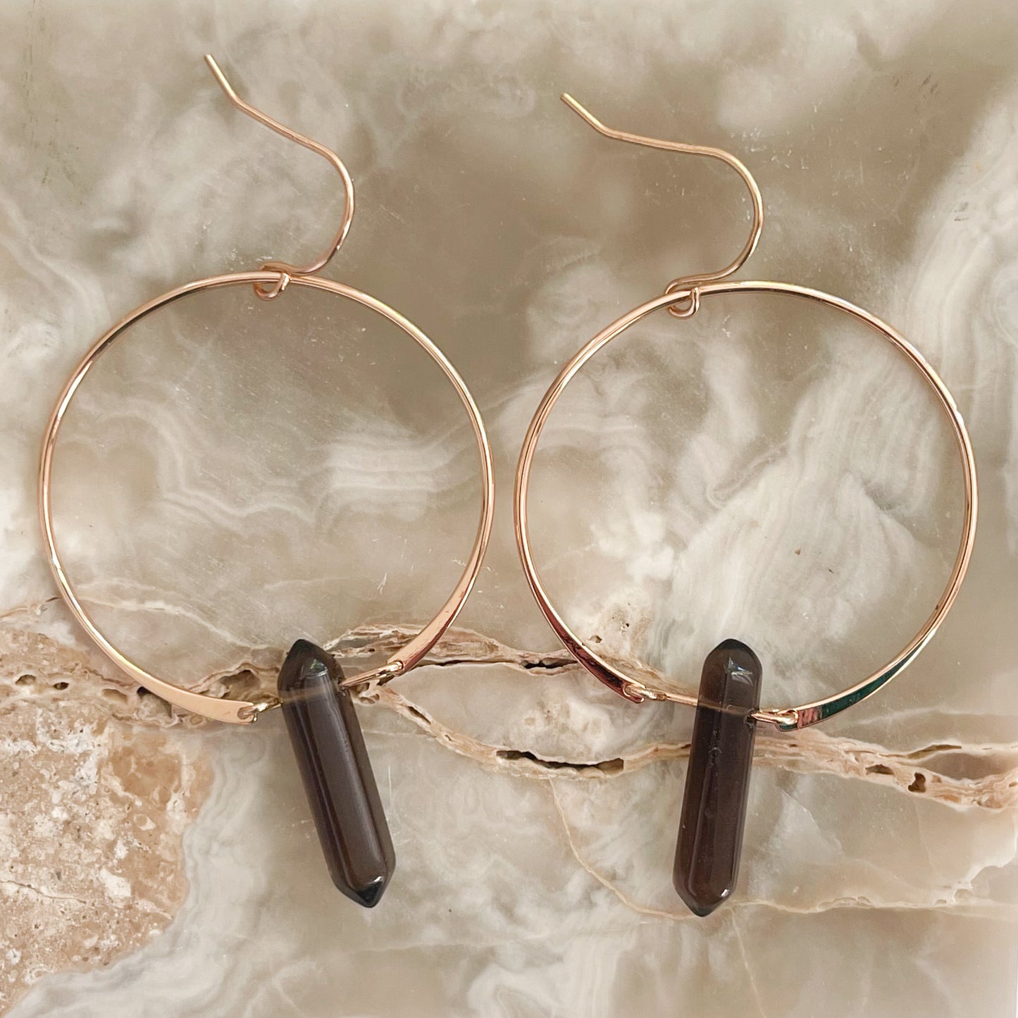 Smoky Quartz Hoop Earrings