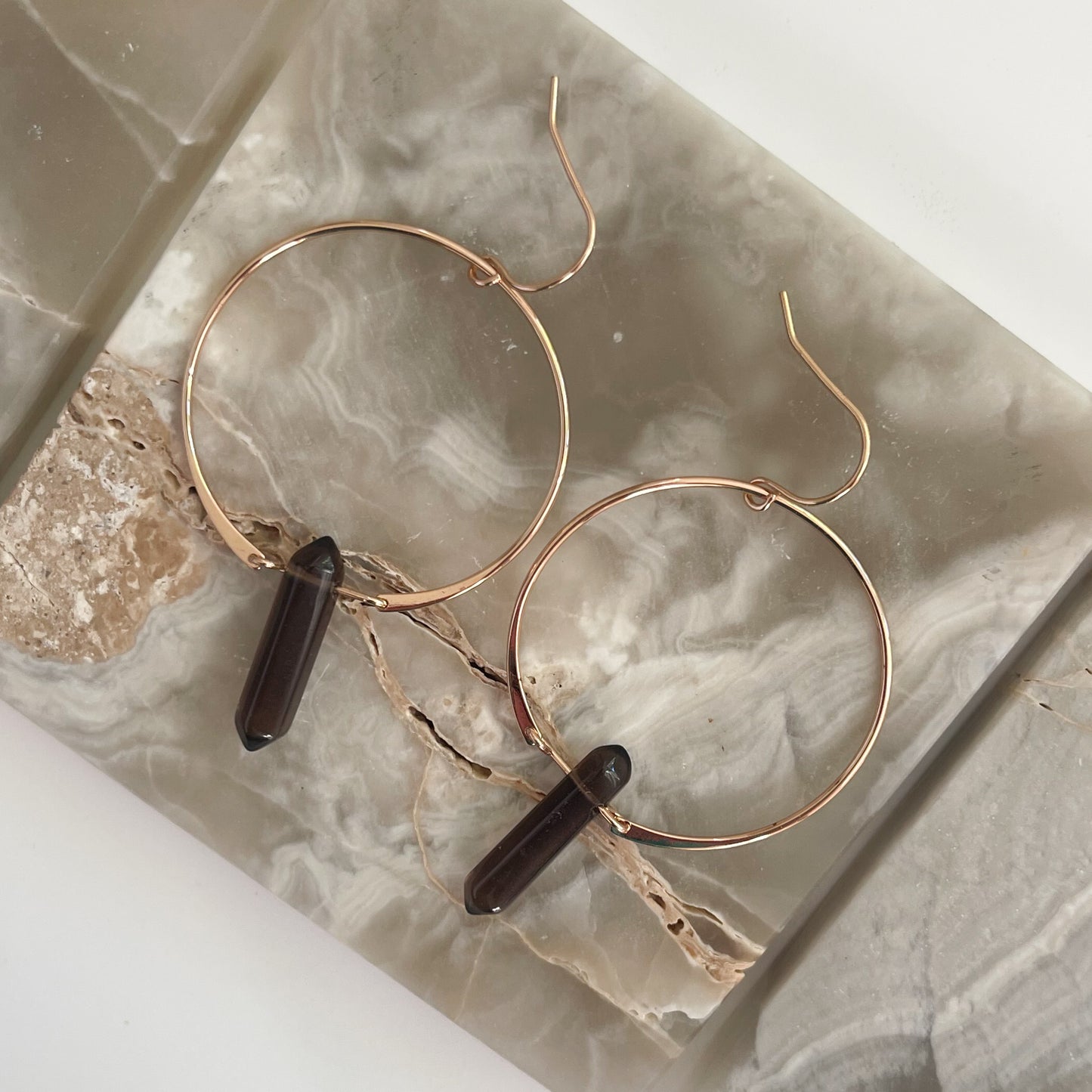 Smoky Quartz Hoop Earrings