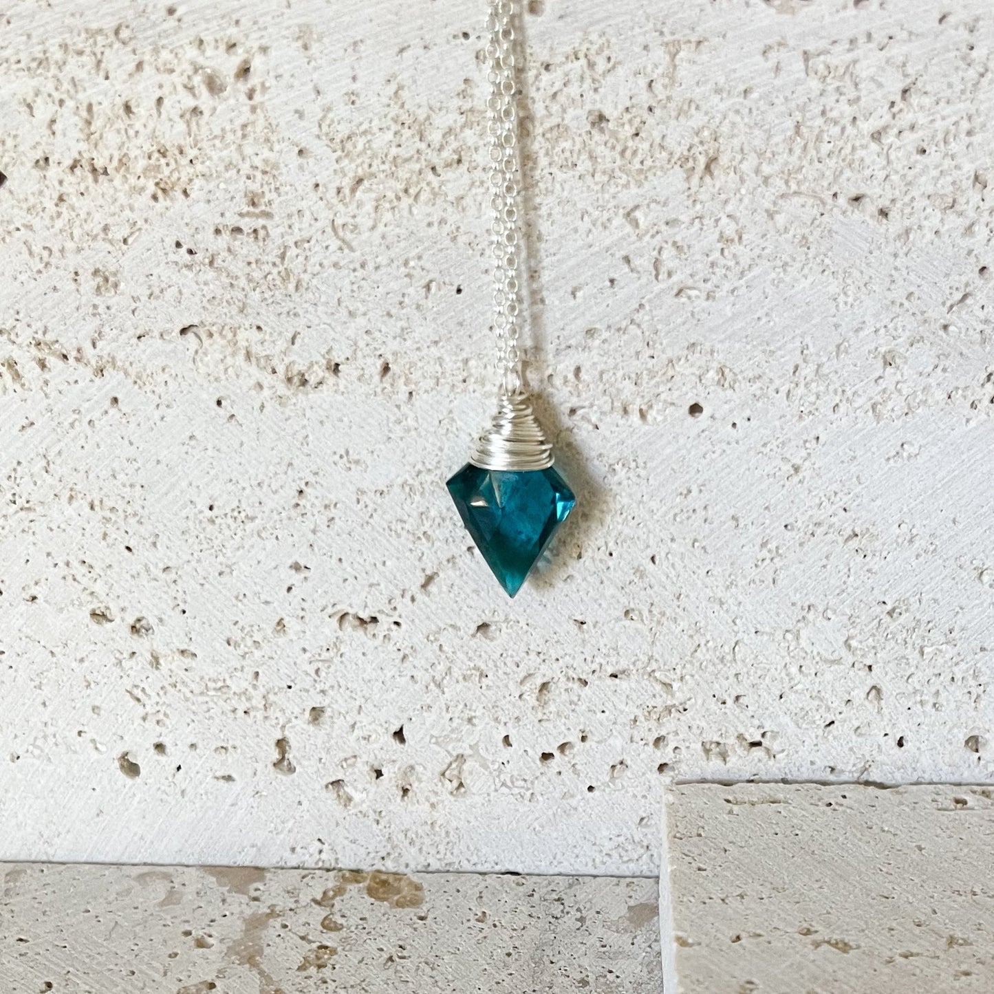 Teal Quartz Silver Arrow Necklace