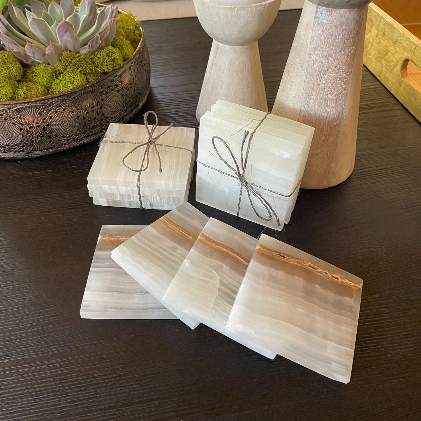 White Onyx Coaster Set - Rare Earth Mercantile