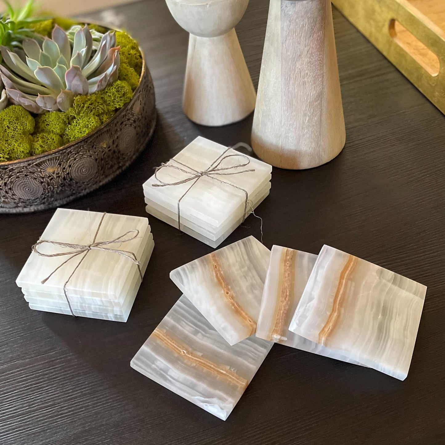 White Onyx Coaster Set - Rare Earth Mercantile