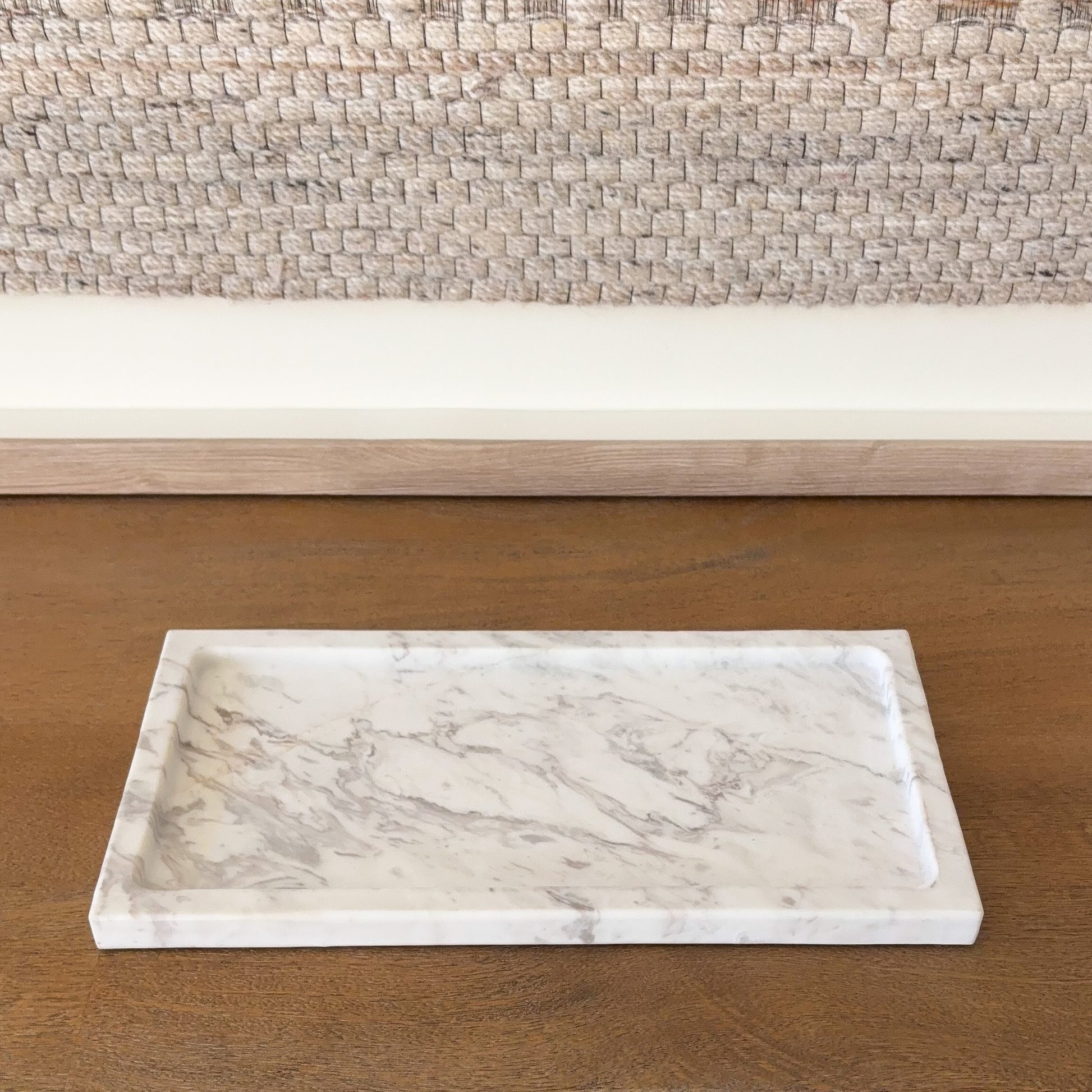 Decorative marble tray for coffee table styling