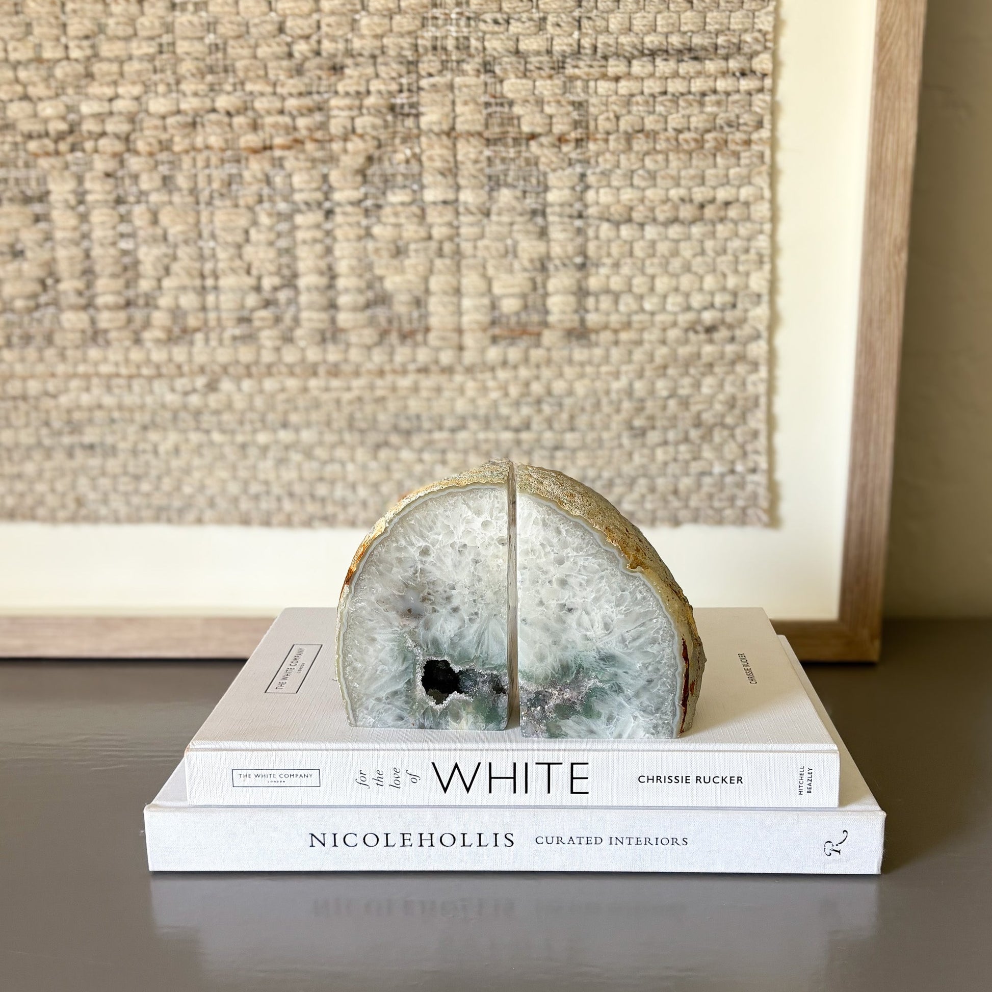 natural brazilian agate geode center bookends