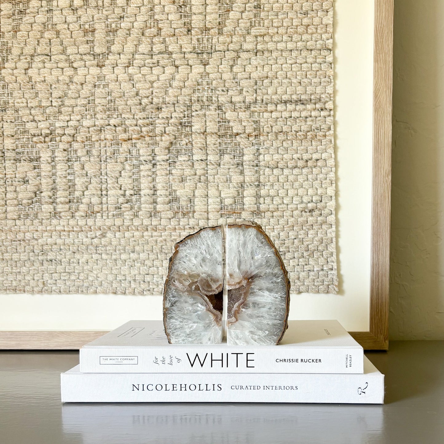 natural brazilian agate geode center bookends
